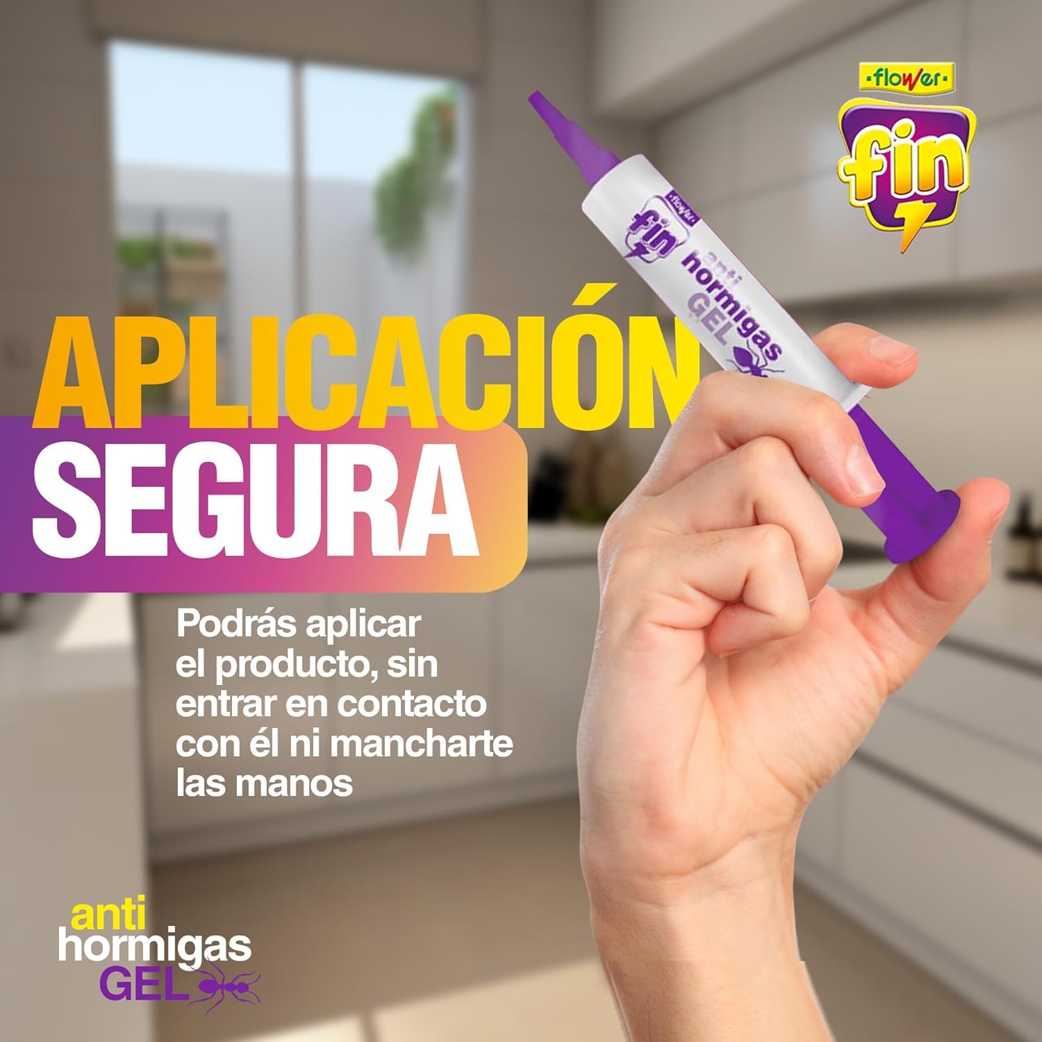 FLOWER x 6 Insecticida Anti Hormigas Formato Jeringa 10 gr | Jeringuilla Antihormigas Eficaz Elimina a Toda La Colonia | Gel Atrayante y Duradero | Interior y Exterior | Aplicación Segura y Sencilla