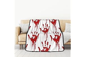 Bloody Handprints Print Sofa Blanket, Decorative and Cozy Throw with Reversible Double Sided Print