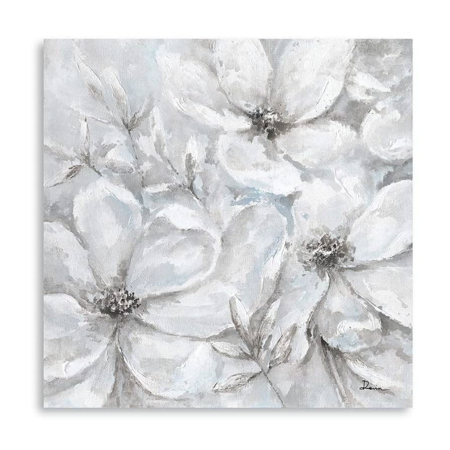FLOWERS Art Works Couleur　Innocent Grey Amazon.com: Kunstorner White Grey Flowers Wall Art: Abstract