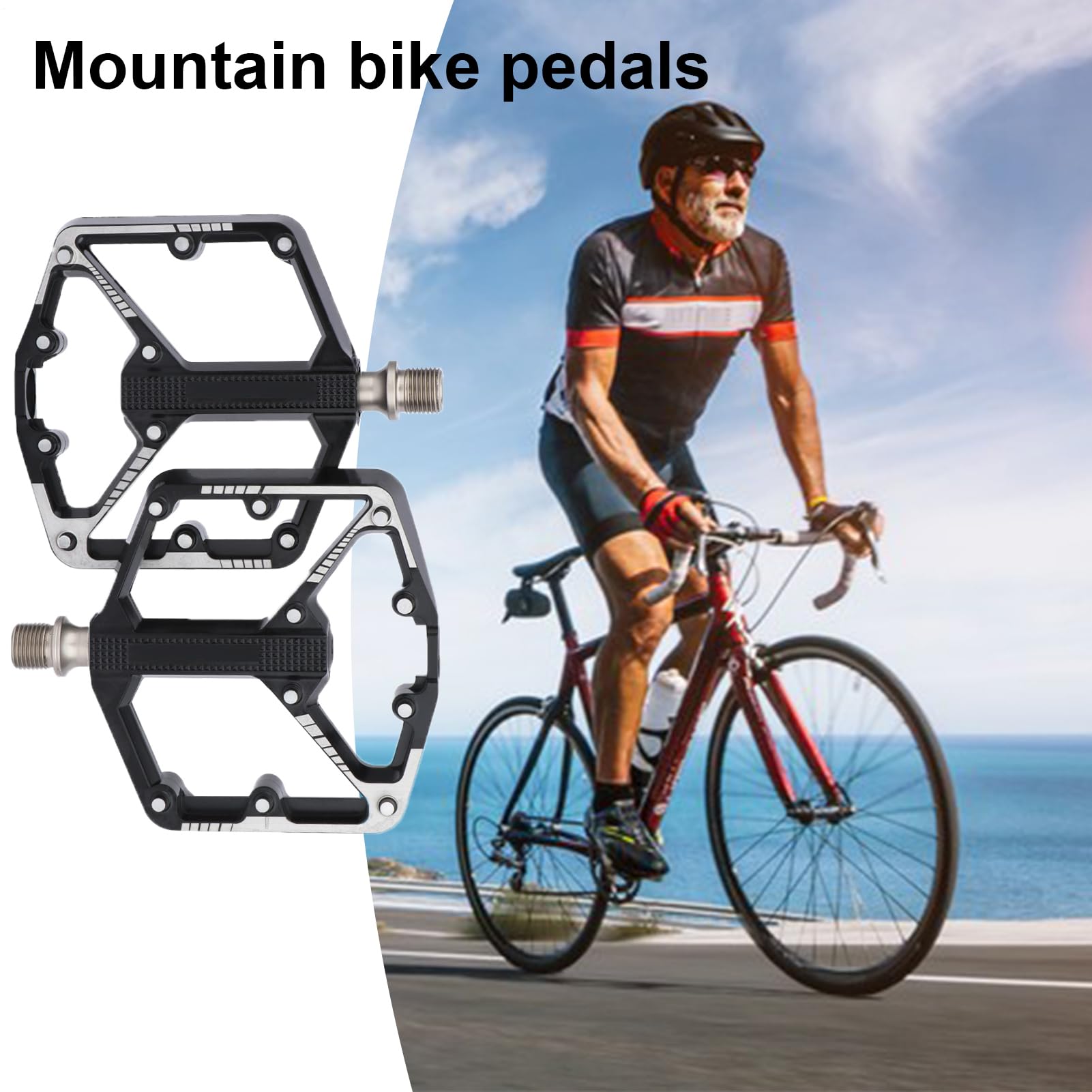 Pedales de bicicleta de carretera, ligeros rodamientos de DU, pedales anchos especialmente para bicicletas de montaña, para ciclismo, al aire libre, viajes, senderismo, entrenamiento, entrenador de