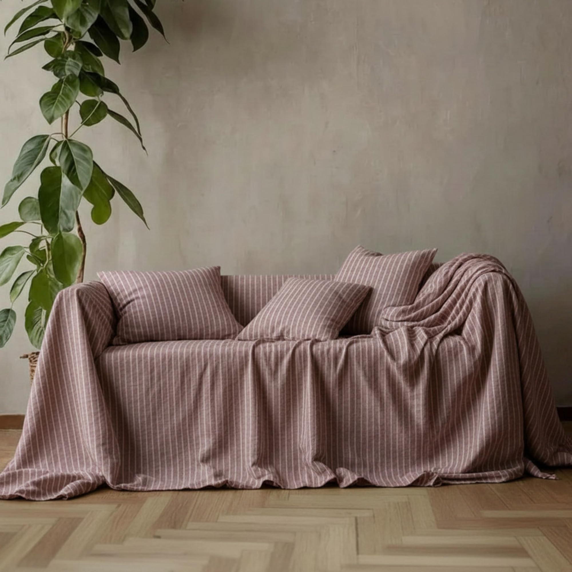 Granfoulard housse de canapé grand plaid coton Panama robuste 360x280 cm