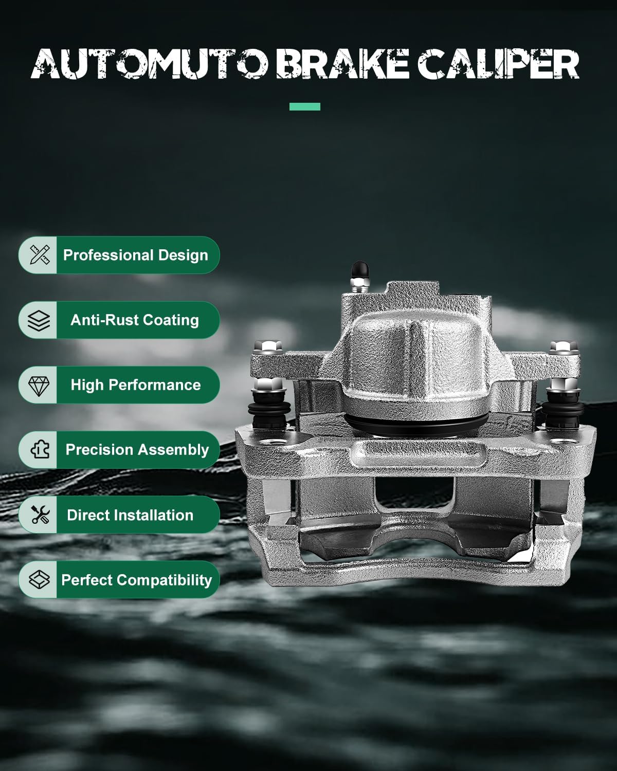 AUTOMUTO Front Left & Right 18B5045 18B5044 Disc Brake Calipers With Bracket For Chrysler 2008-2012 For Dodge 2007-2016 For Jeep 2007-2012 For Ram 2012 For Volkswagen 2009-2012