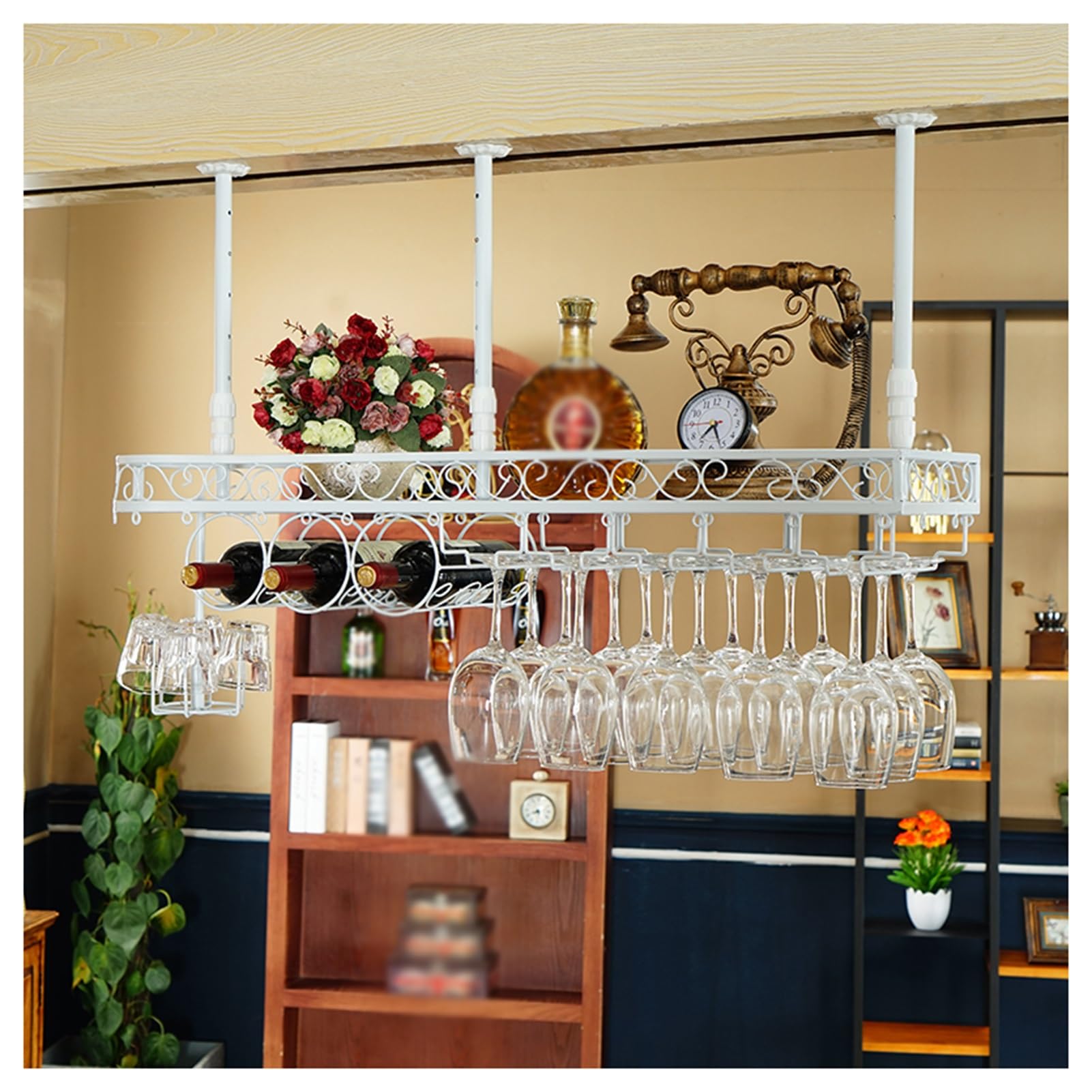 Porte-verres à vin de plafond réglable pour sublimer votre bar ou restaurant
