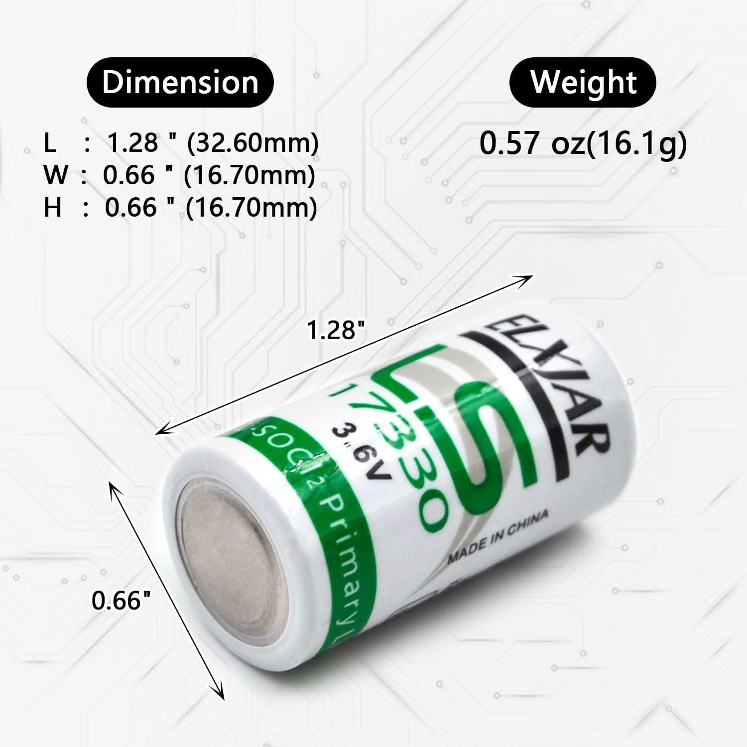 (3-Pack) 3.6V 1500mAh 2/3A LS17330 Lithium Battery Pack for Hunting Dog Trackers Carbon Monoxide Detectors Intrusion Sensors Invisible Fence Utility Metering Backup Power