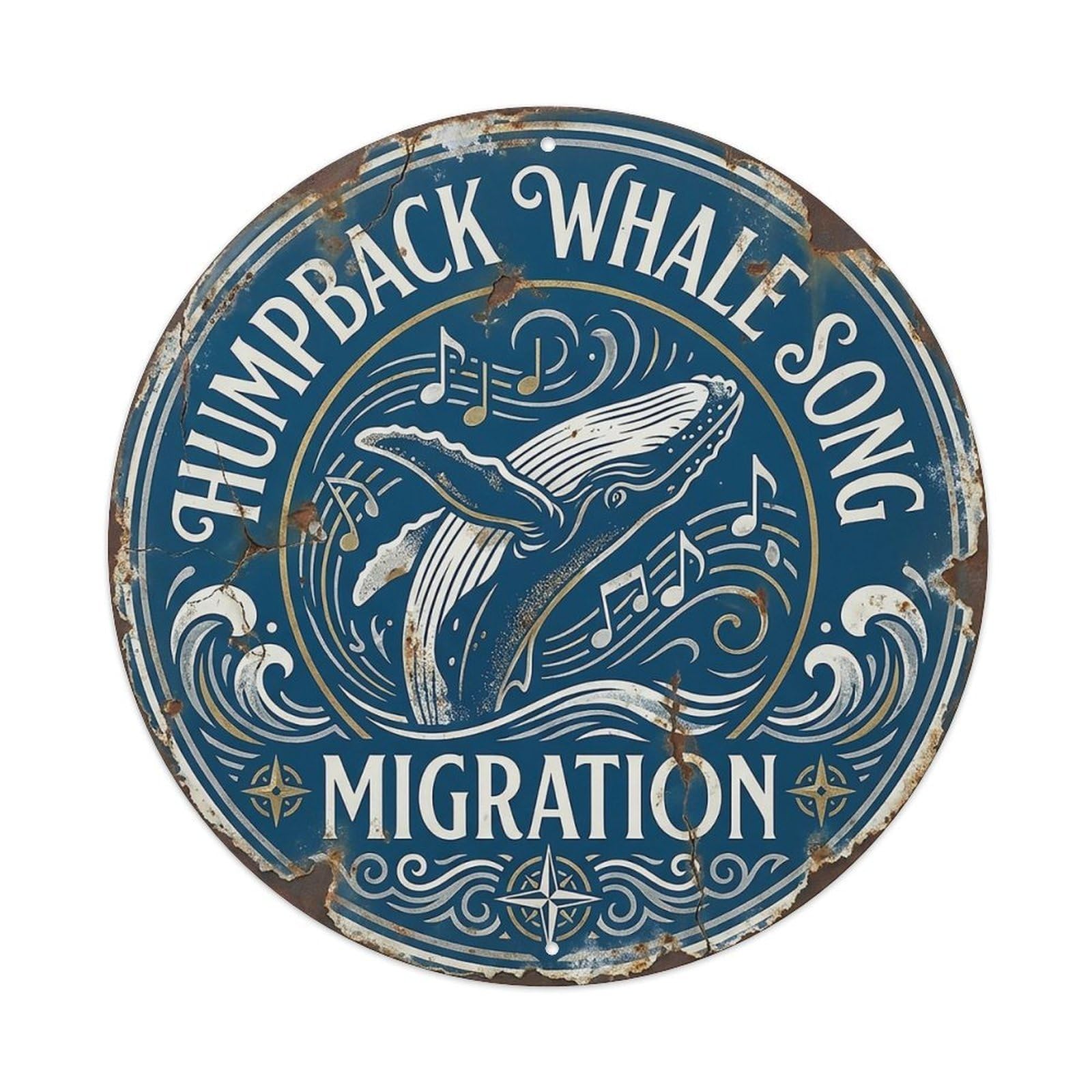 Cxhjca 8X8inch(20X20cm) Humpback Whale Song Migration Metal Tin Sign