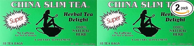 China Slim Tea Super Slim Dieter's Delight All Natural 18 Tea Bags Pack of 2