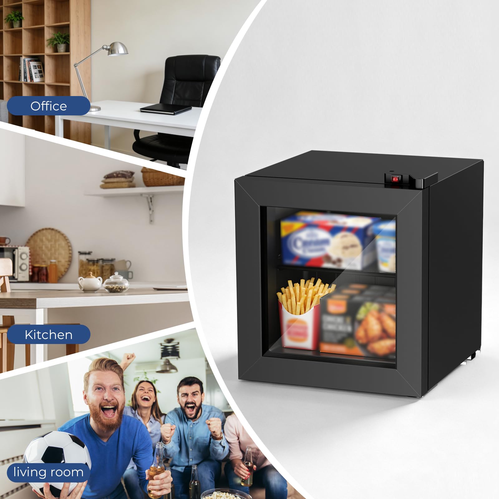 Cowsar 1.1 Cu Ft Compact Mini Freezer, 7 Temp Settings (-18°F To -10°F), Removable Shelf Display Freezer For Home/Kitchen/Dorm/Office, Suitable For Ice Cream/Meat/Seafood on Fridge.com - View 5