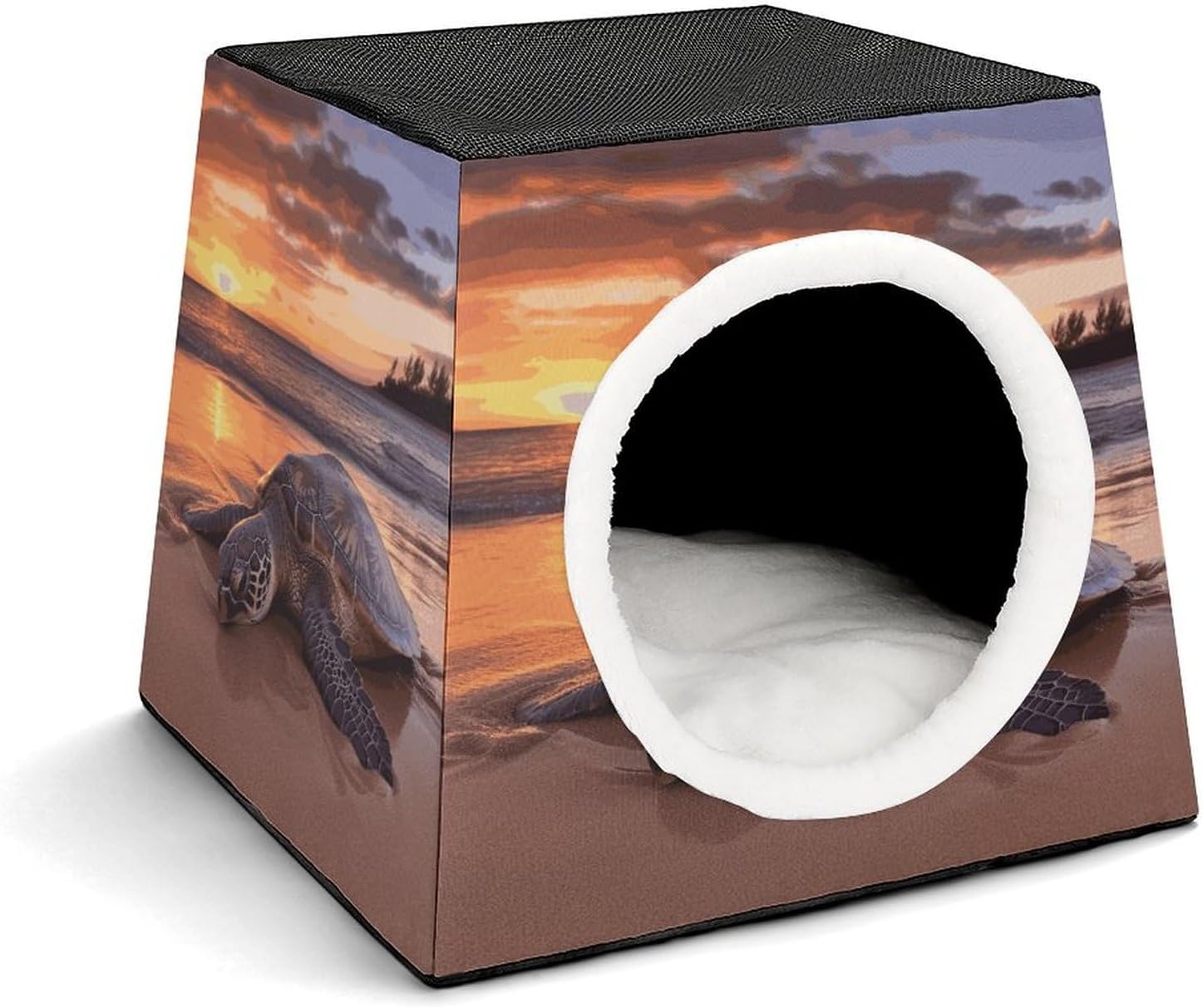 Pet Sleeping Nest Bed, Sea Turtle Sunset Printed Dog House Cat Nest, Winter Pet House are Suitable for Most Cats, Dogs, and Other Small Pets