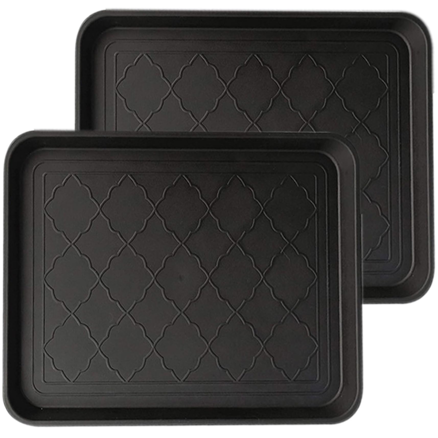 Bandeja para botas y zapatos rectangular de plástico negro en pack de 2 unidades para la entrada