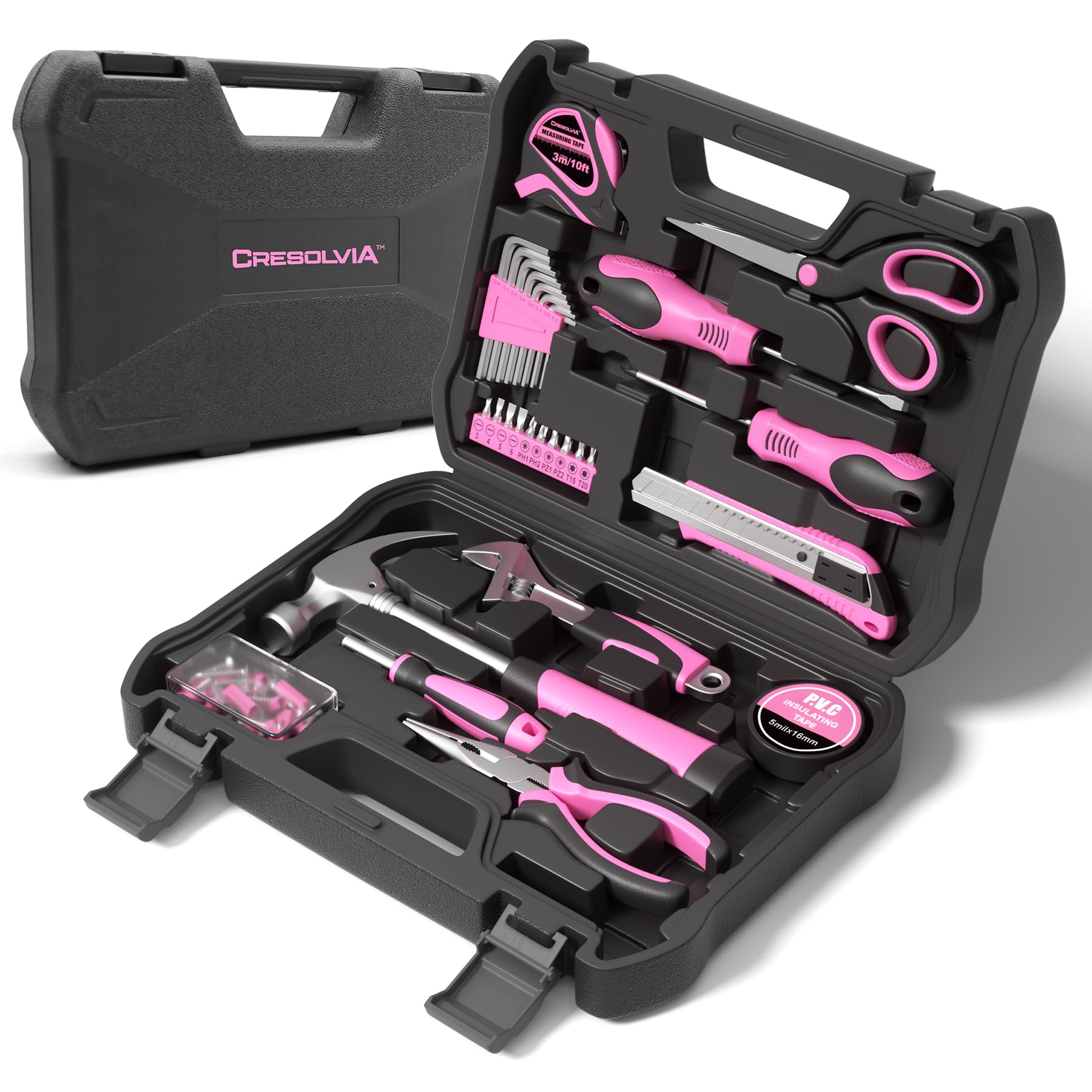 Pink Tool Kit 69 Piece Tool Kit for Women Small Basic Hand Tool Box Home Tool Set Perfect