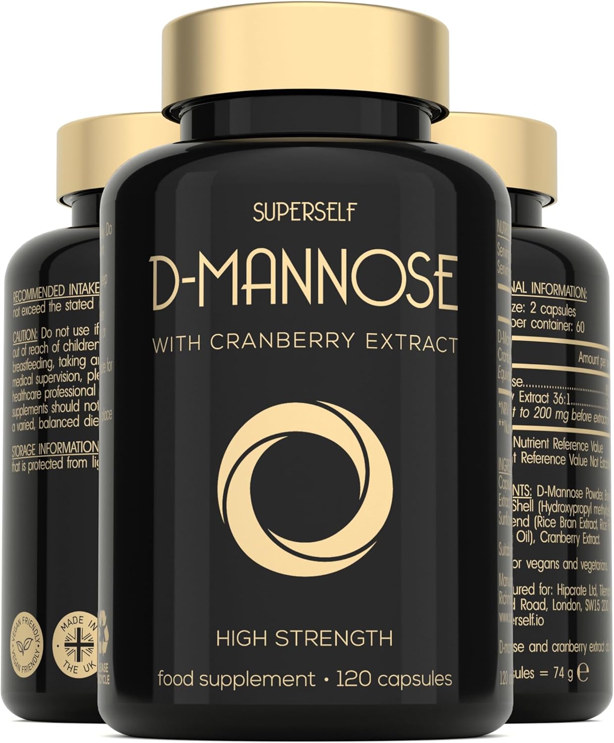 D-Mannose with Cranberry Capsules – 1000mg D Mannose & Cranberry High Strength – Natural Daily Balance Routine – Easy to Swallow 120 Tablets – UK Made & Vegan – Dmannose Supplement for Women & Men