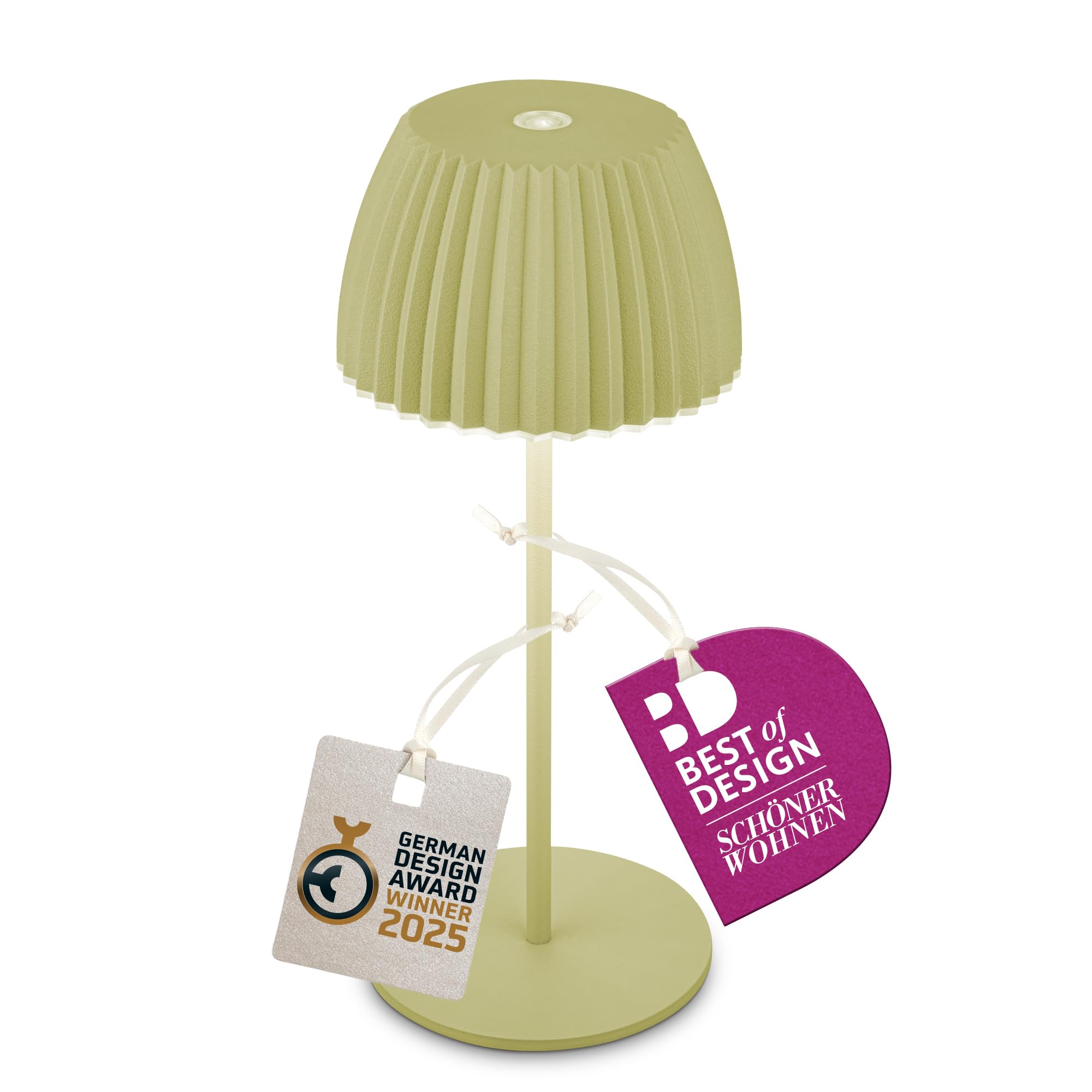 BRILONER - Riffle Mini LED Tischlampe kabellos IP44 mit Lichtkante, Touchdimmer, Akku tauschbar, Nachttischlampe, Leselampe, LED Lampe, Akku Lampe, German Design Award Winner 2025, 8,5x20 cm, Grün