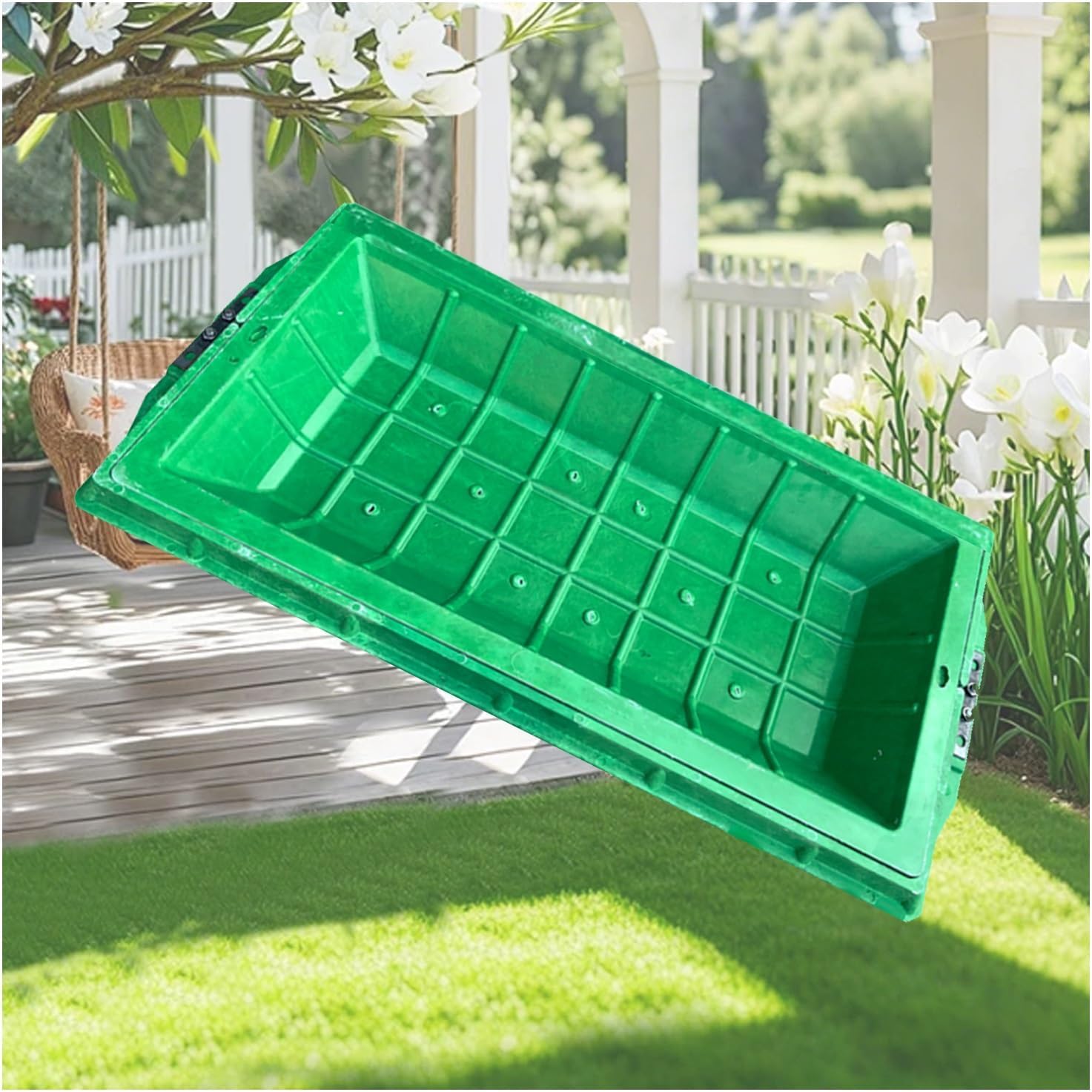 WXPGFEQ Invisible Drain Cover Outdoor Sewer Lid Round Decorative Wastewater Basin Cover Lawn Hidden Drain Plate (B100*50CM/39.4") -Weatherproof Stylish Garden Accessory