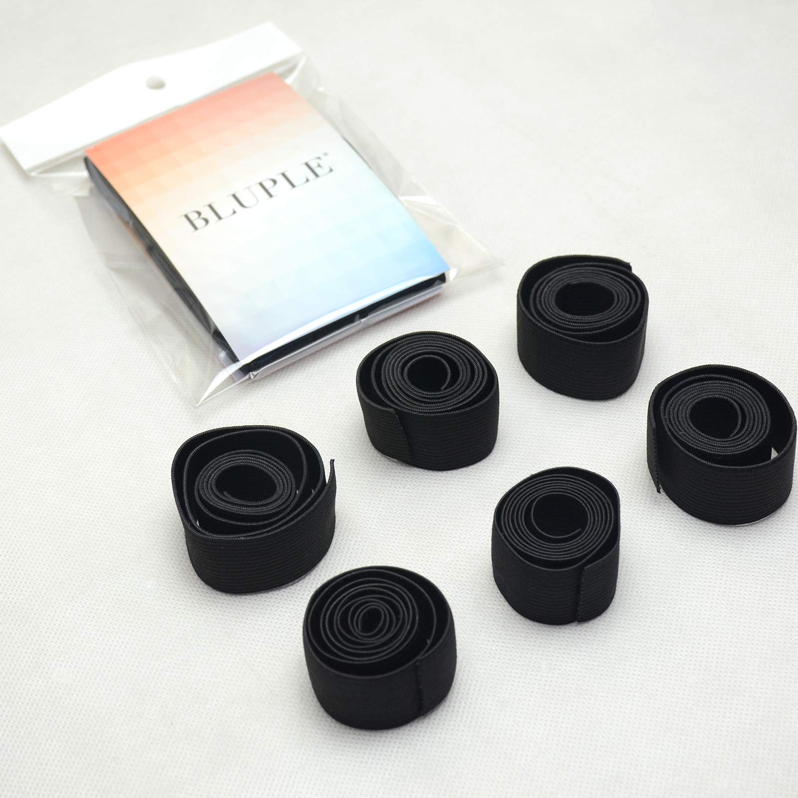 BLUPLE Black Elastic Band for Wigs/Lace Closures/Lace Frontal Sewing Band 2.5 cm Width 6pcs (Elastic Band, 6pcs)