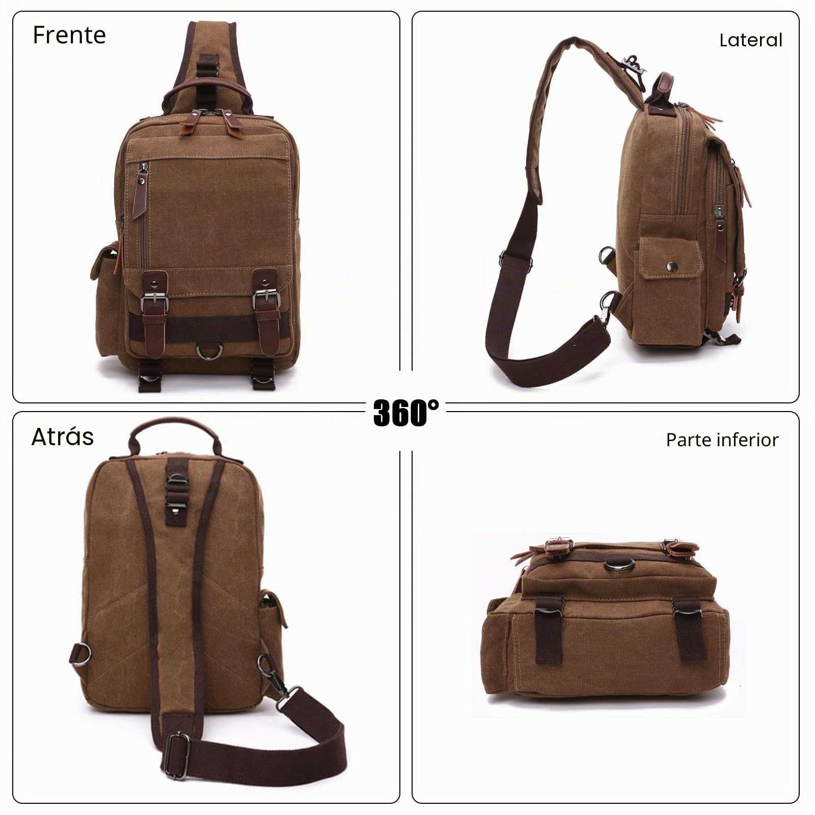 FANDARE Unisexo Bolso Pecho Lienzo Bolsos de Hombre Sling Crossbody Bag Mujer Bolsos Cruzados Bandoleras Cruzada Mochilas para Viaje Deportes Gimnasio Senderismo Ciclismo Montañismo