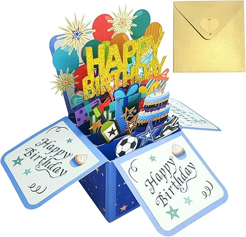 Orehymbe Tarjetas de cumpleaños para mujer, tarjeta desplegable de feliz cumpleaños, tarjeta de felicitación 3D de cumpleaños con tarjeta de notas