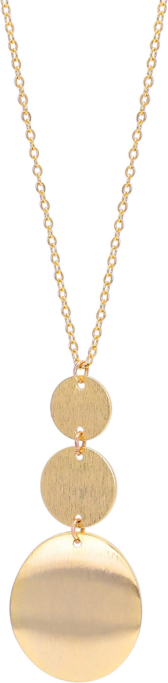 Long Disc Pendant Necklace for Women 18K Gold Plated Sweater Chain Fashion Jewelry