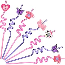 Zubebe 25 Packs Y2k Party Decorations Y2k Straws Early 2000s Pink Crazy Straws for Teens Colorful Themed Silly Drinking Reusable Party Decoration for Retro 2000s Birthday Wedding