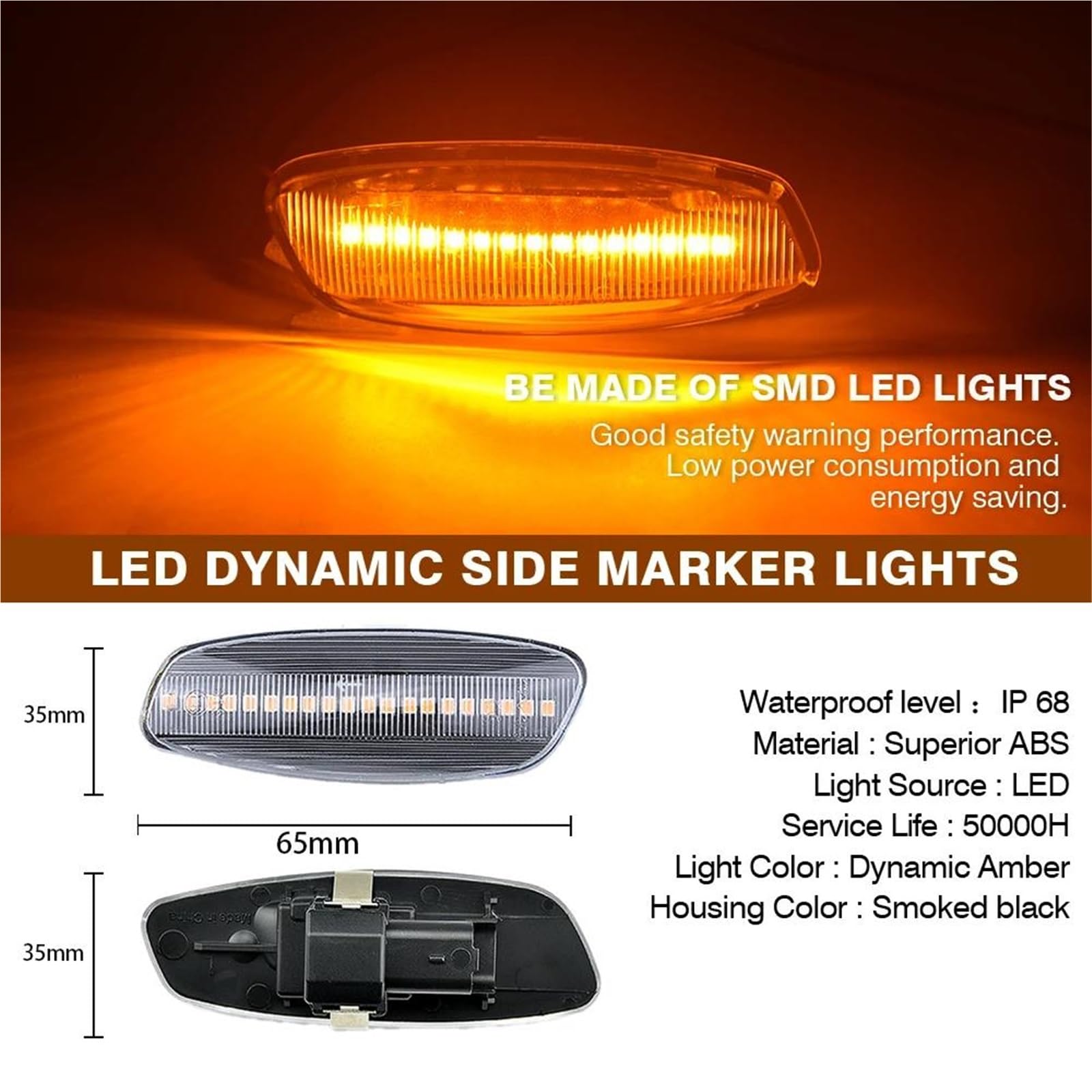 Generico Freccia Laterale Auto Per Citroen C3 C4 C5 DS3 DS4 Luce di posizione laterale a LED dinamica 6325G5, 6325G6(Crystal white)