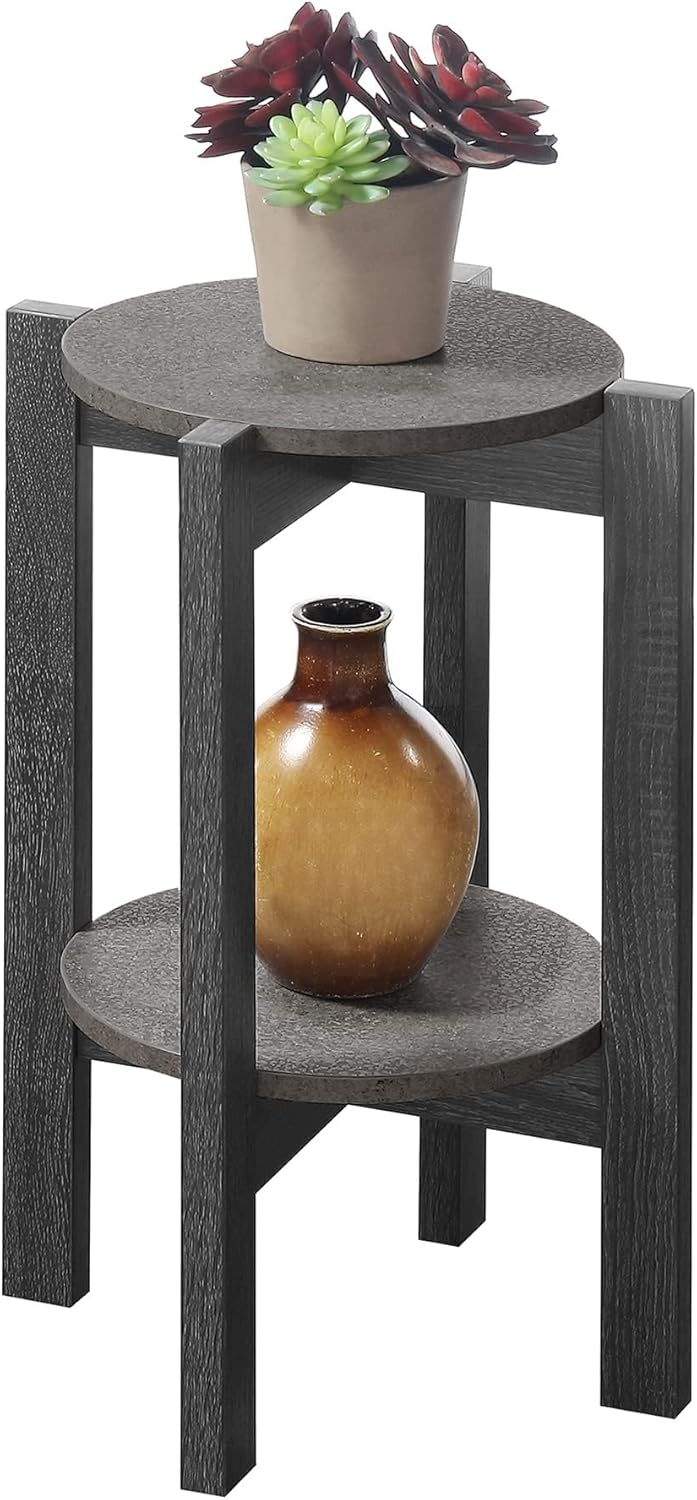 Convenience Concepts Newport Medium Plant Stand, Faux Cement / Weathered Gray