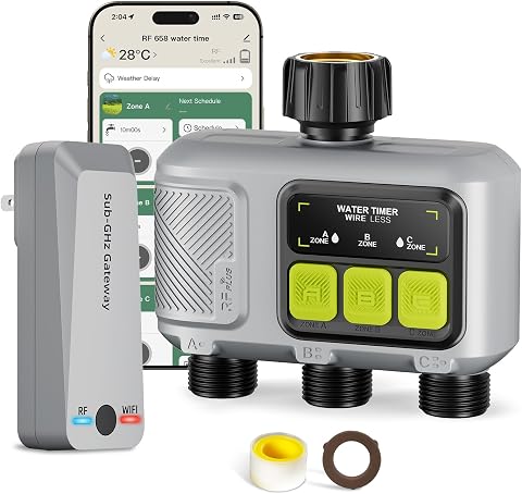 WiFi Water Timer 3 Outlet for Garden Hose with Smart Sprinkler Controller
