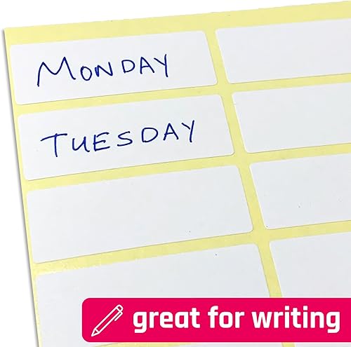 Miniatura 6 de Paquete de 500 etiquetas adhesivas blancas en blanco de 1.5 x 0.75 pulgadas para escribir, etiquetas adhesivas adhesivas adhesivas