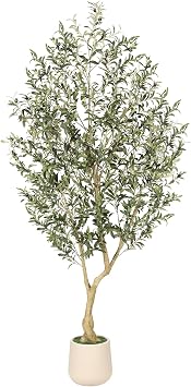 Realead 7ft Artificial Olive Tree with Tall Exquisite Planter