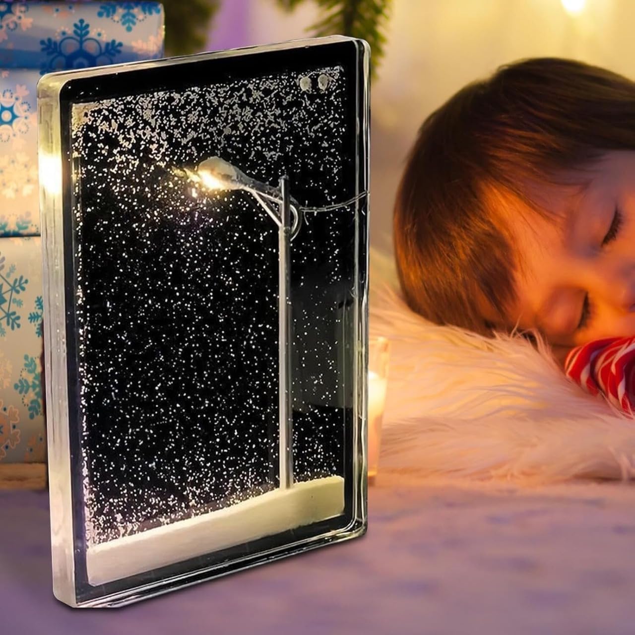 Desidiya DIY Snowfall Lamp with Street Light Snow lamp– Handmade Snow Scenery Night Light for Christmas Decor, Birthday Gifts, and Family Fun