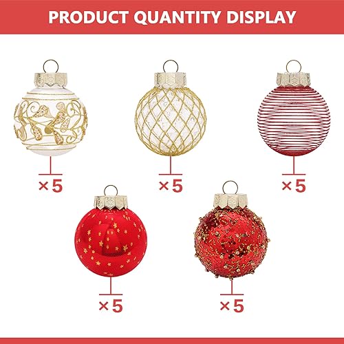 Miniatura 3 de JIALEIXI Juego de 25 adornos de Navidad plástico transparente de 236 pulgadas inastillable bolas de Navidad colgantes para decoraciones de árbol de