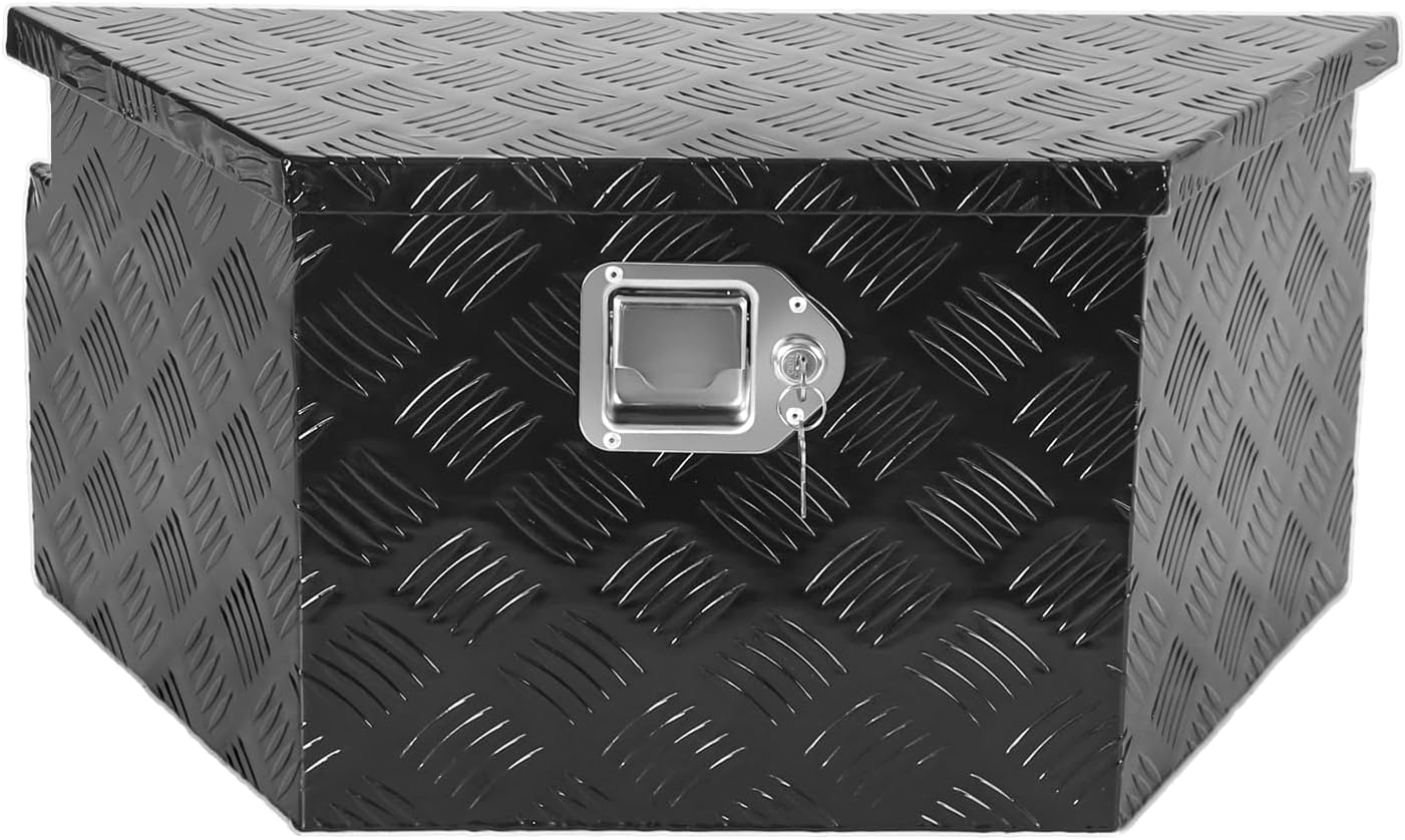 39 Inch Trailer Tool Box,Aluminum Storage Tongue ToolBox,39"X16"X12" Truck Chest box Organizer w/Lock and Keys For Pickup,Truck Bed, RV, Trailer,Heavy Duty Waterproof Black box