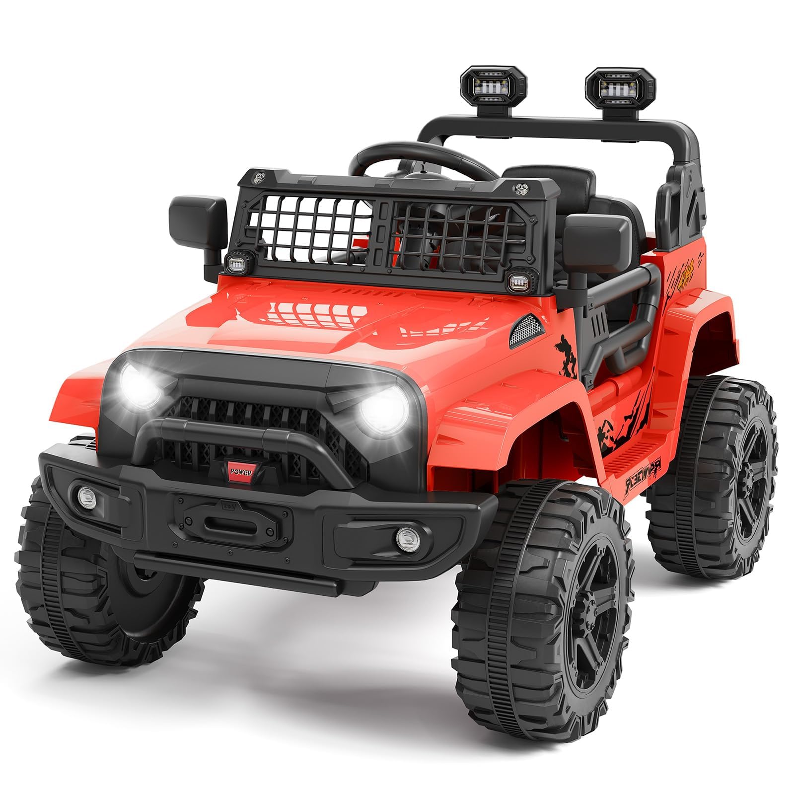 Kinder Elektroauto 12V mit Fernbedienung LED Lichter und Musik Rot