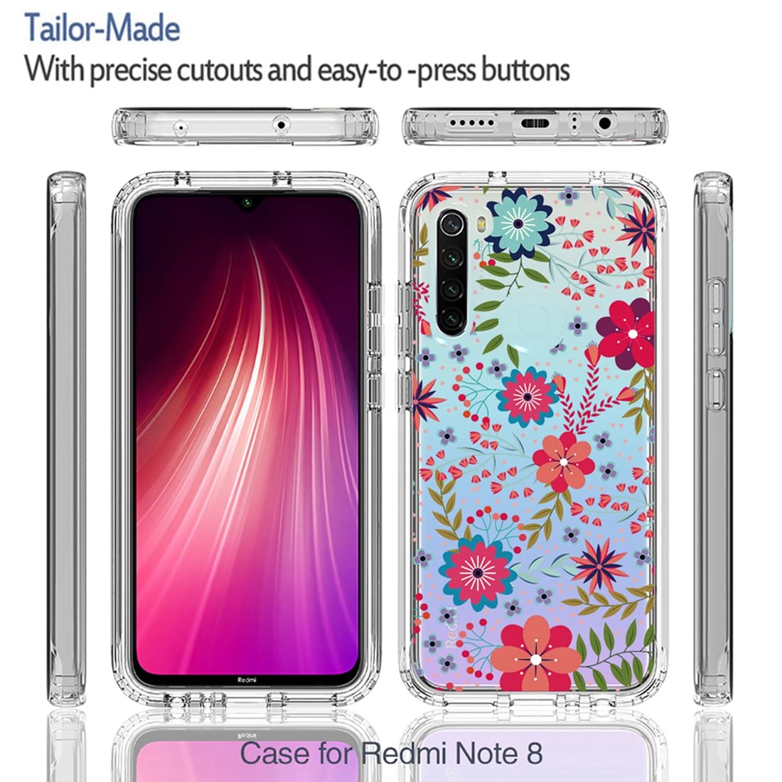 Custodia Per Xiaomi Redmi Note 8 (2019/2021) – Morbida TPU Sfumata Viola/Blu, Ultra Sottile E Antishock