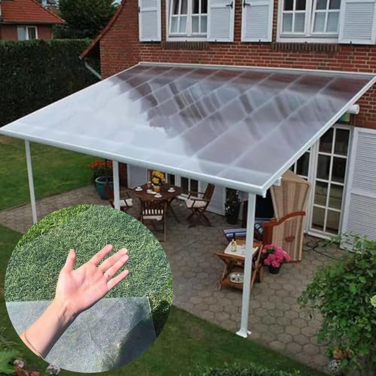 1/2/3mm Thick Polycarbonate Panel Roofing Sheets,Clear Acrylic Plastic Sheet,Roof Cladding,Greenhouse Shed Canopy,UV Protection Rainproof Outdoor Awning Covers,Glass Replacement(THK-1mm,1.2x2m/4x6.6ft