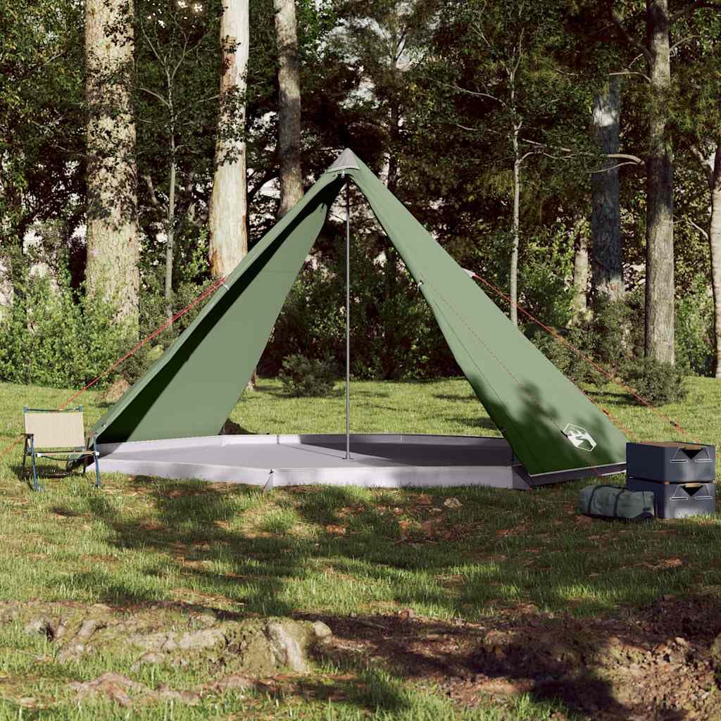 Tipi para 8 personas, verde, impermeable, a prueba de viento, con conector E para cable de extensión, ventilación, cremallera, ligera y portátil, tienda de camping