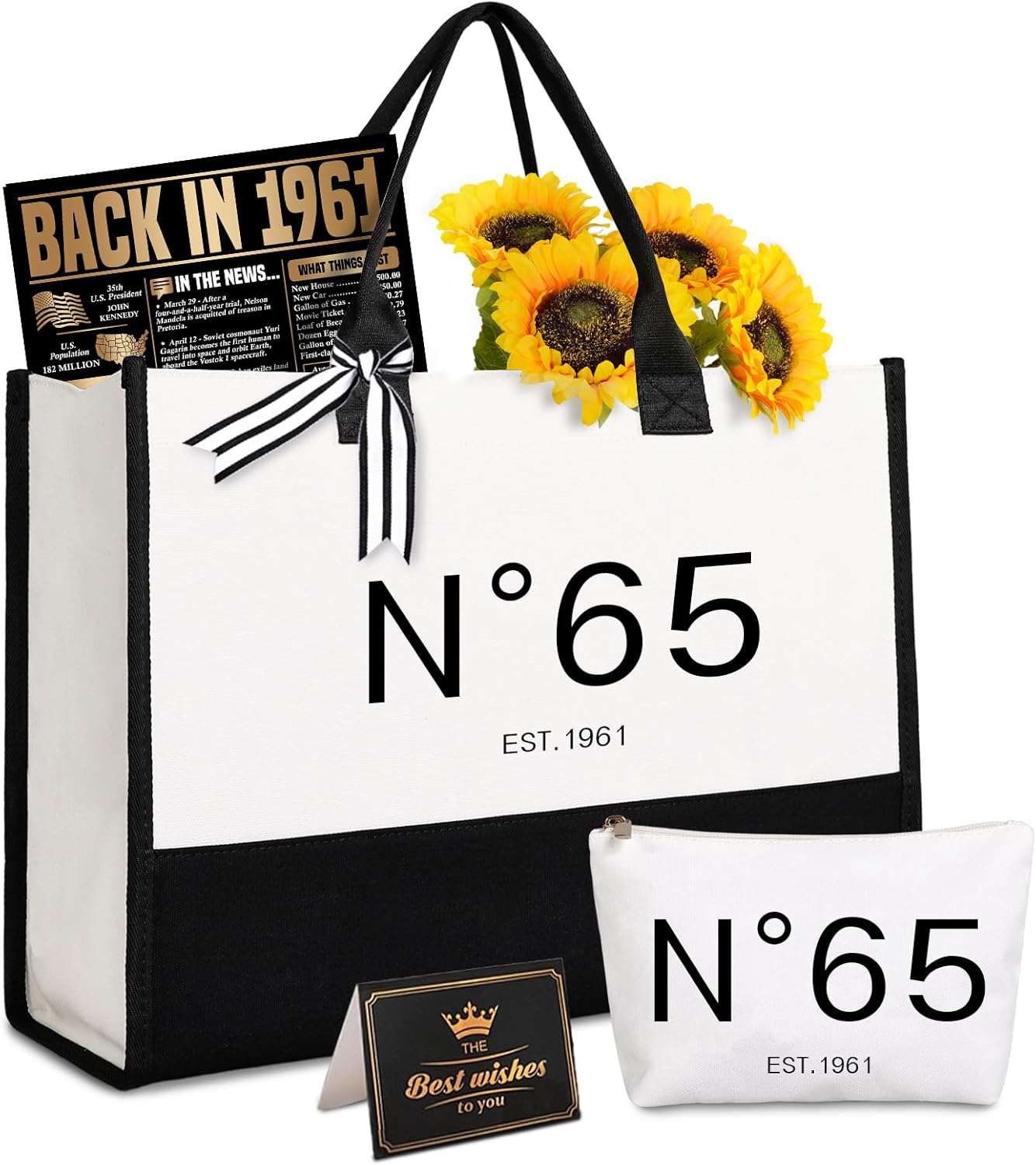 Lamyba 65th Birthday Gifts for Women, 65s Birthday Decorations for Women/Wife/Mom/Friends/Sister, Back in 1961 Poster, N 65 Tote Bag