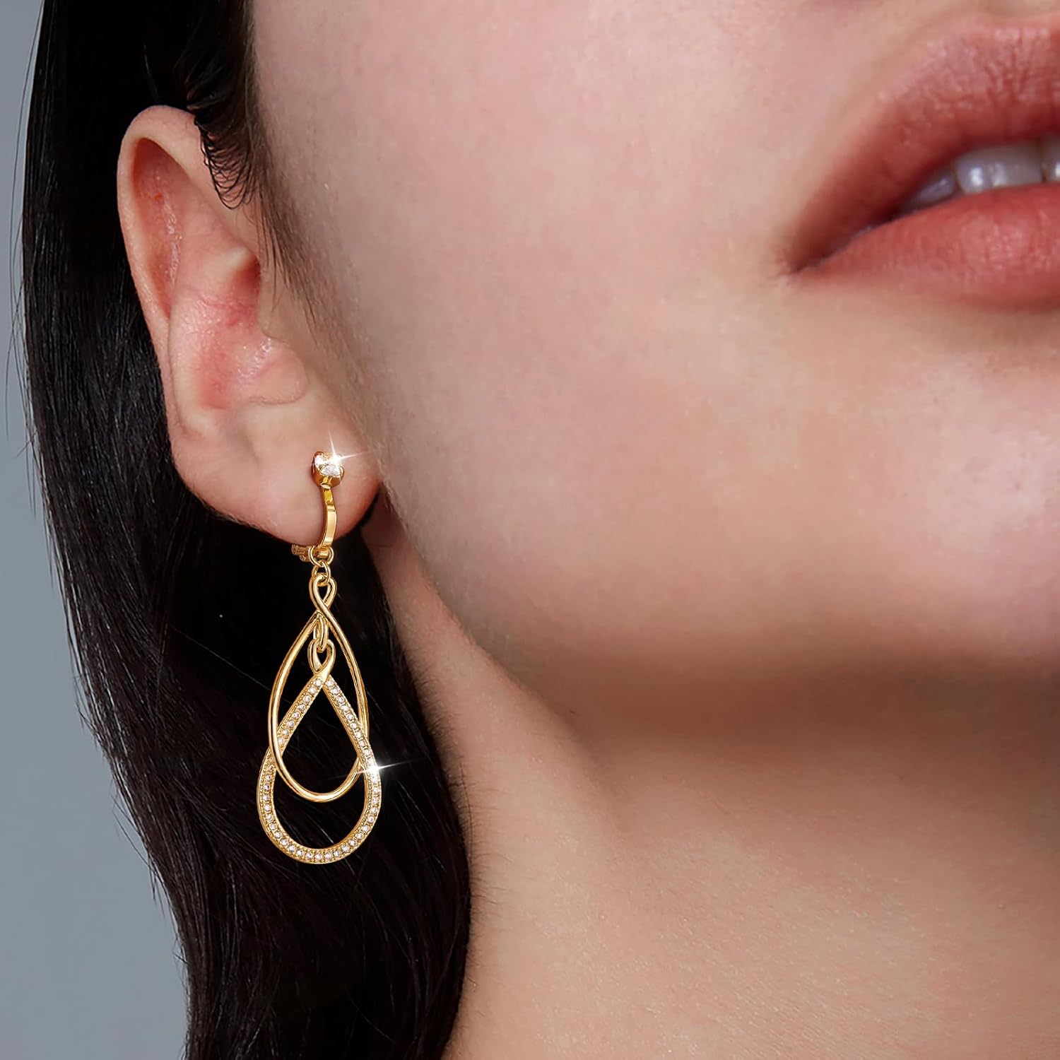 Clip on Earrings for Women Statement Drop Dangle Earrings for Women Jewelry Hypoallergenic Trendy 14K Gold/Silver Plated Earring Non Pierced Earring Jewelry Gifts Wedding Party Fashion Trendy Jewelry Gifts - Image 3