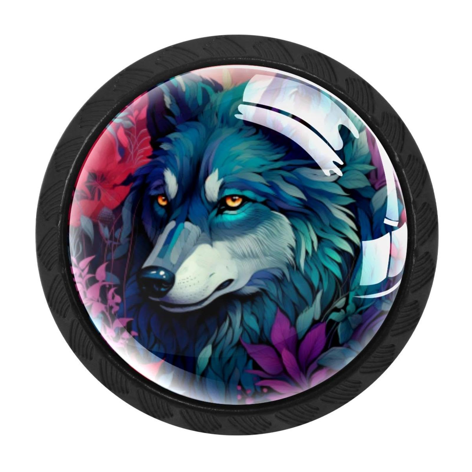 Chenzzzz Multicolored 06 4 Pack Wolf Drawer Knob Cabinet Hardware