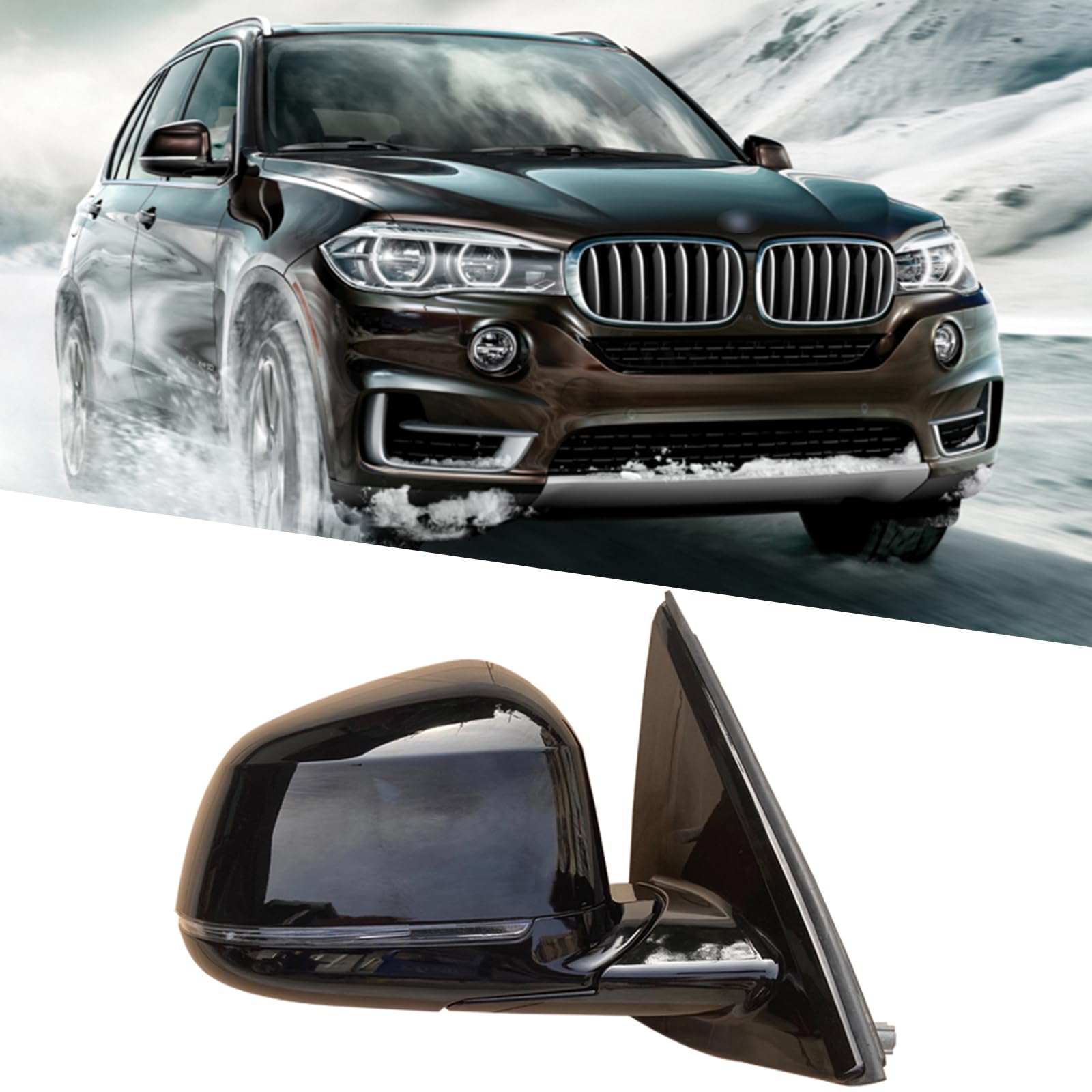 For BMW X5 F15 X6 F16 X3 F25 X4 F26 2pcs M Style Glossy black Mirror Cover Caps
