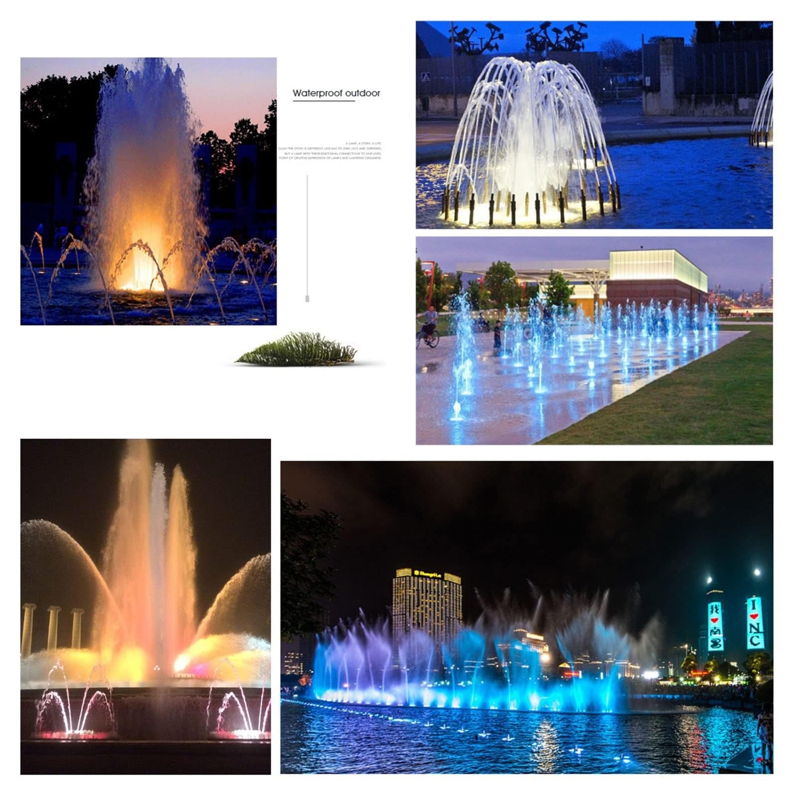 Luces De Paisaje Submarino - Foco LED Piscina, Foco Sumergible IP68, Foco Sumergible LED con Cambio De Color RGB, para Jardín, Focos De Piscina, con Mando A Distancia(18W,Ac12v)
