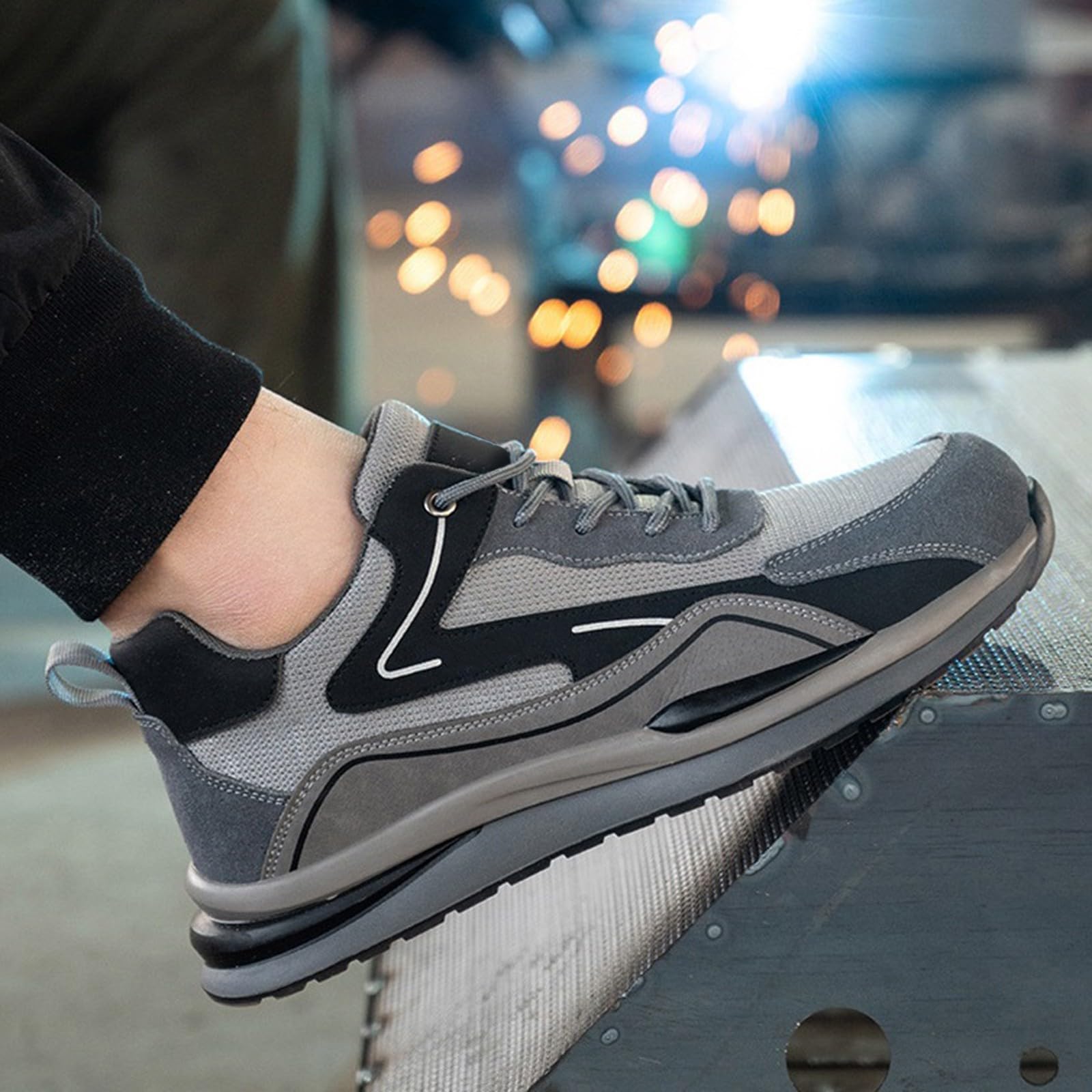 Męskie buty trekkingowe, ochronne buty trekkingowe, wytrzymałe, swobodne sneakersy, antypoślizgowa gumowa podeszwa, wytrzymała przyczepność na terenie i przemysłowa odzież robocza