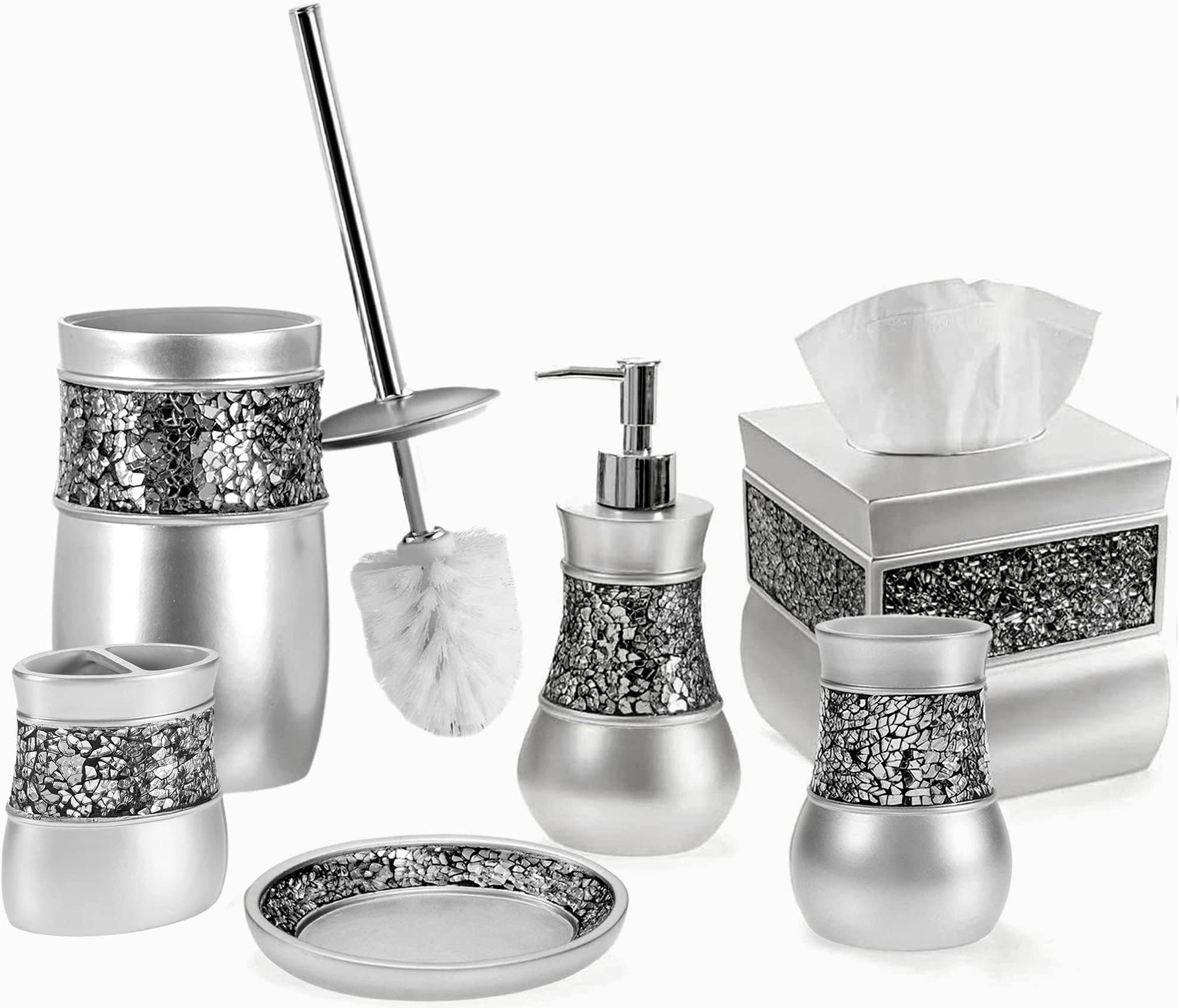 Popular Bath "Sinatra Silver" 5 PC Bath Accessory Set Home & Kitchen