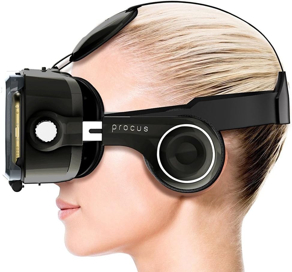 Procus PRO (Black) Virtual Reality Headset - 100-120 Degree FOV with Highest Immersive Experience - Inbuilt Headphones