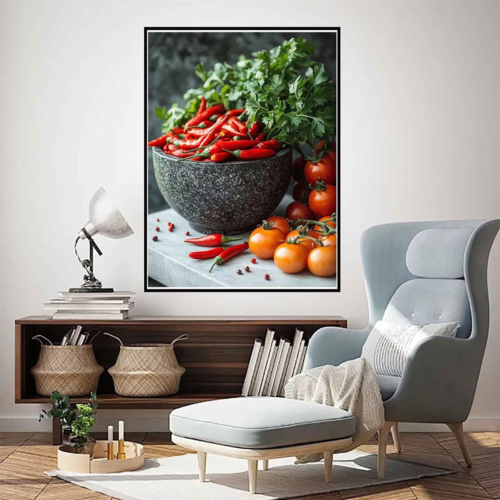 Diament Malarstwo Chili Diamentowe Malarstwo Owocowe Diamentowe Malarstwo Dorośli Początkujący 5D DIY Diamentowy Ścieg Krzyżowy DIY Dorośli Zestaw do Dekoracji Domu, Prezent Kobiety 80x110cm