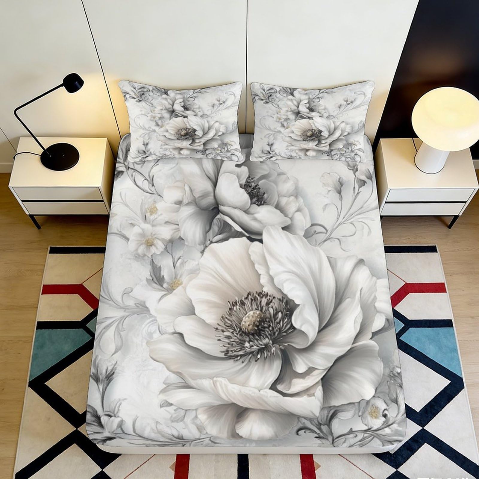 3D Printed Space Astronaut Fitted Sheet Microfiber Non-Slip Bedroom Decor Planet Bed Cover for Home Guest Room Easy Care 90x200x25cm
