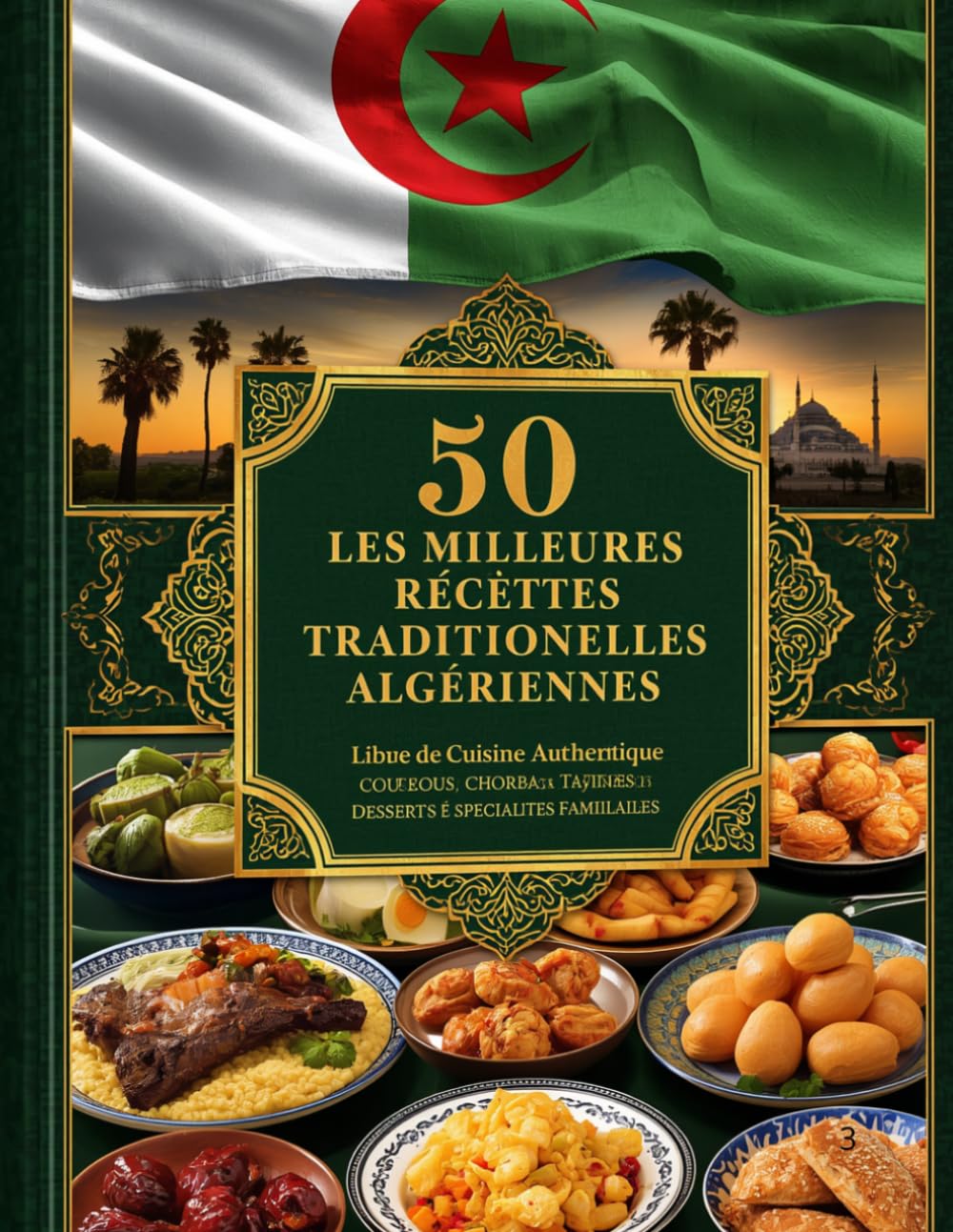 Les 50 Meilleures Recettes Traditionnelles Algériennes :: Cuisine Algérienne Authentique : Couscous, Tajines, Chorba, Soupes, Pains et Desserts ... Faciles Expliquées Pas à Pas | Français-Arabe