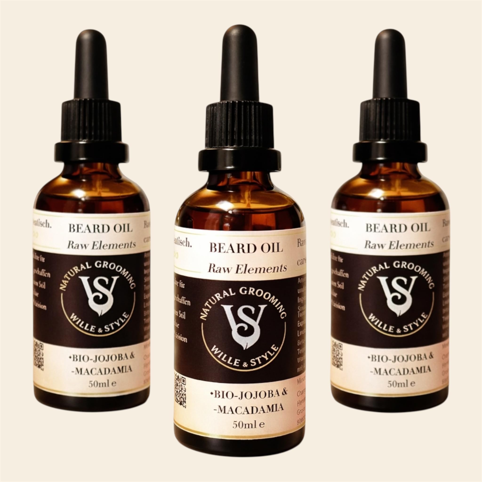 Bartpflege Set für Männer - Wille & Style Beard Bundle - Bartöl 50 ml & Bartshampoo 250 ml & Bartbürste mit Wildschweinborsten - Tägliche Pflege & Reinigung - Geschenkset