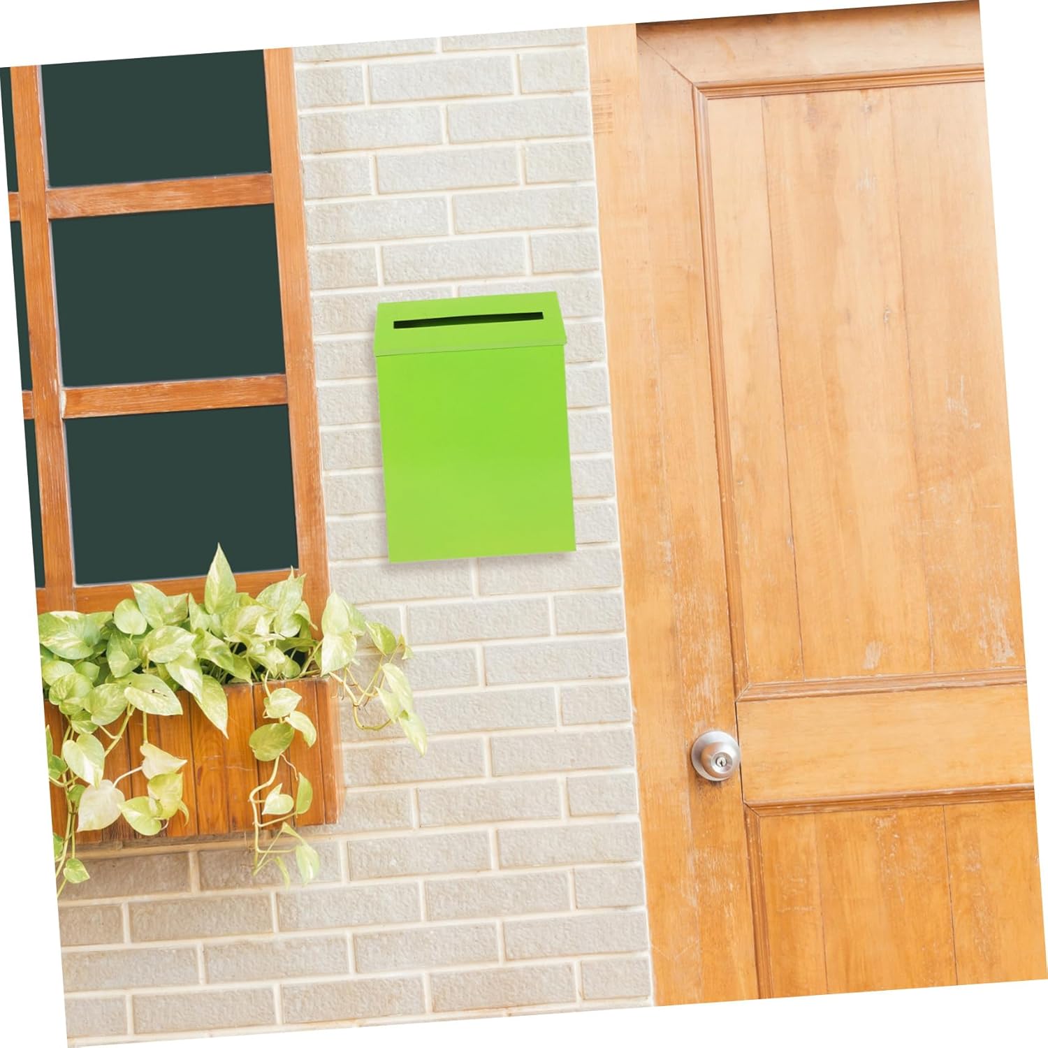 Vintage Wall Mount Mailbox Iron Letter Box for Home Office Decorative Post Box for Indoor Outdoor Use Green
