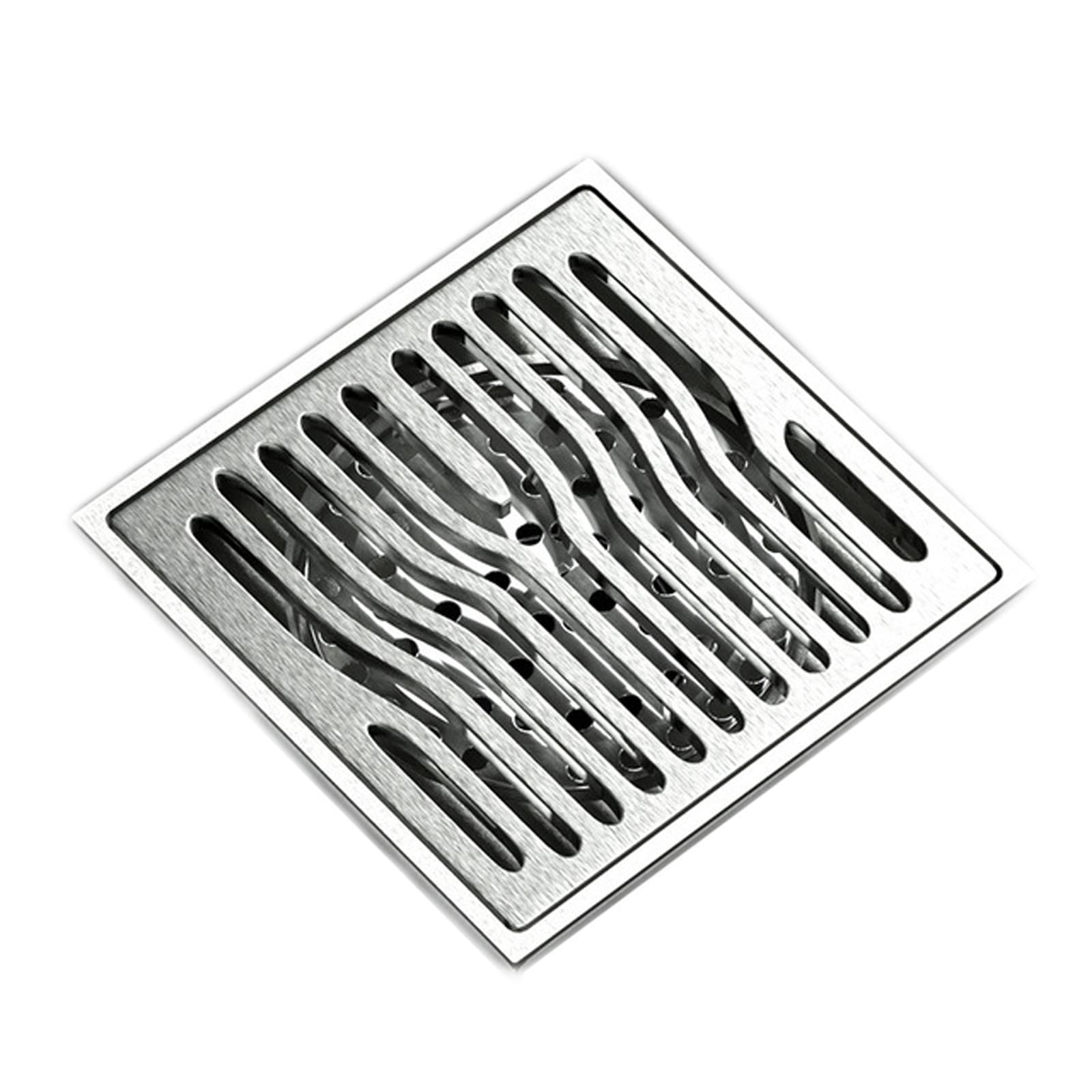 vfdaSWQQ Floor drain, Square Linear Filter Hole Brass Shower Drain Balcony Strainer Floor Cover Bathroom Bath Accessories 10 X 10cm(Brushed)