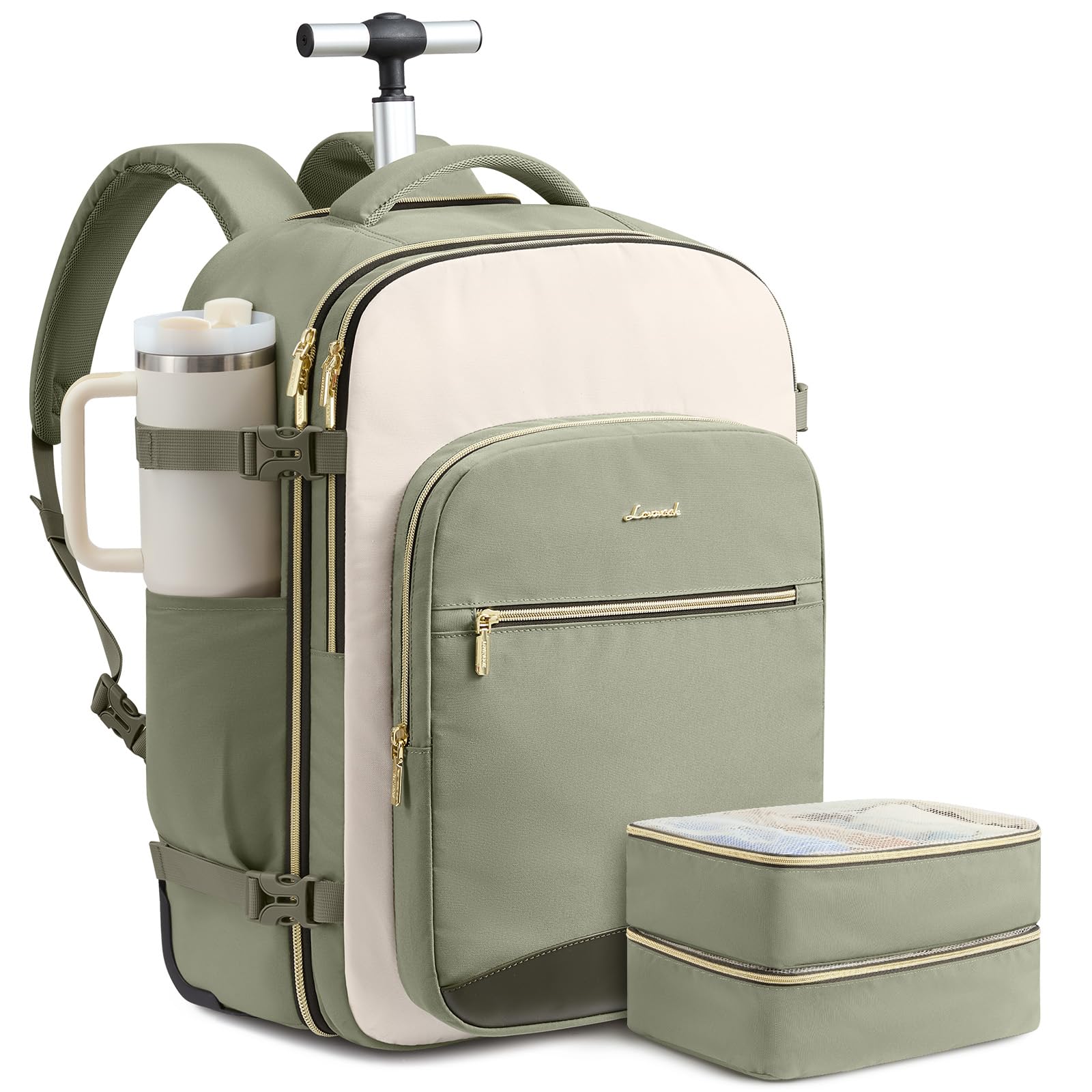 LOVEVOOK Rolling Backpack with Wheels, Carry On Luggage for Women
