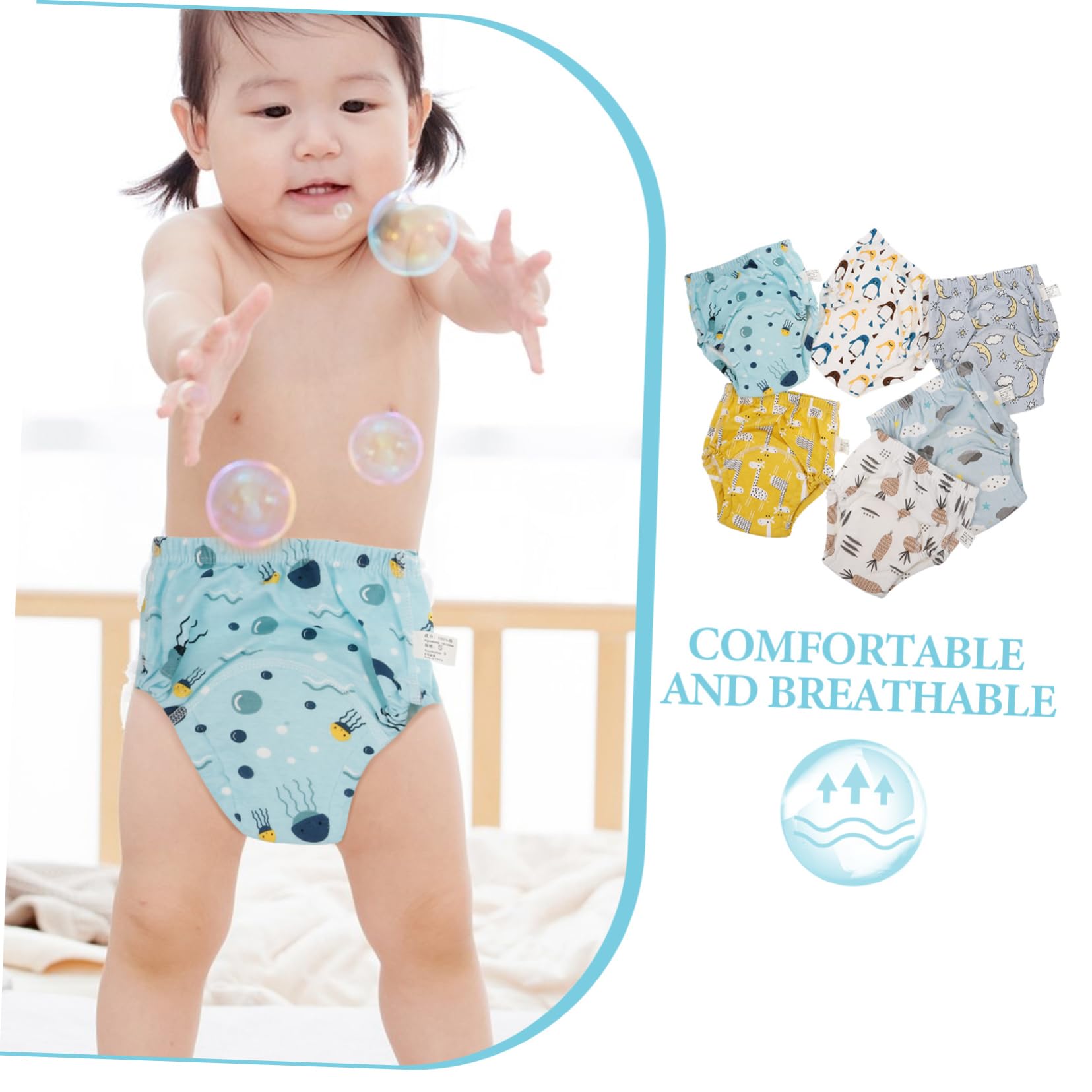 Wiederverwendbare Trainingshose aus Baumwolle 6 Stück-pack S für Babys | Waschbar und Baumwolle, Passform, Auslaufsicheres Design, Bequem für Neugeborene 0 bis 9kg